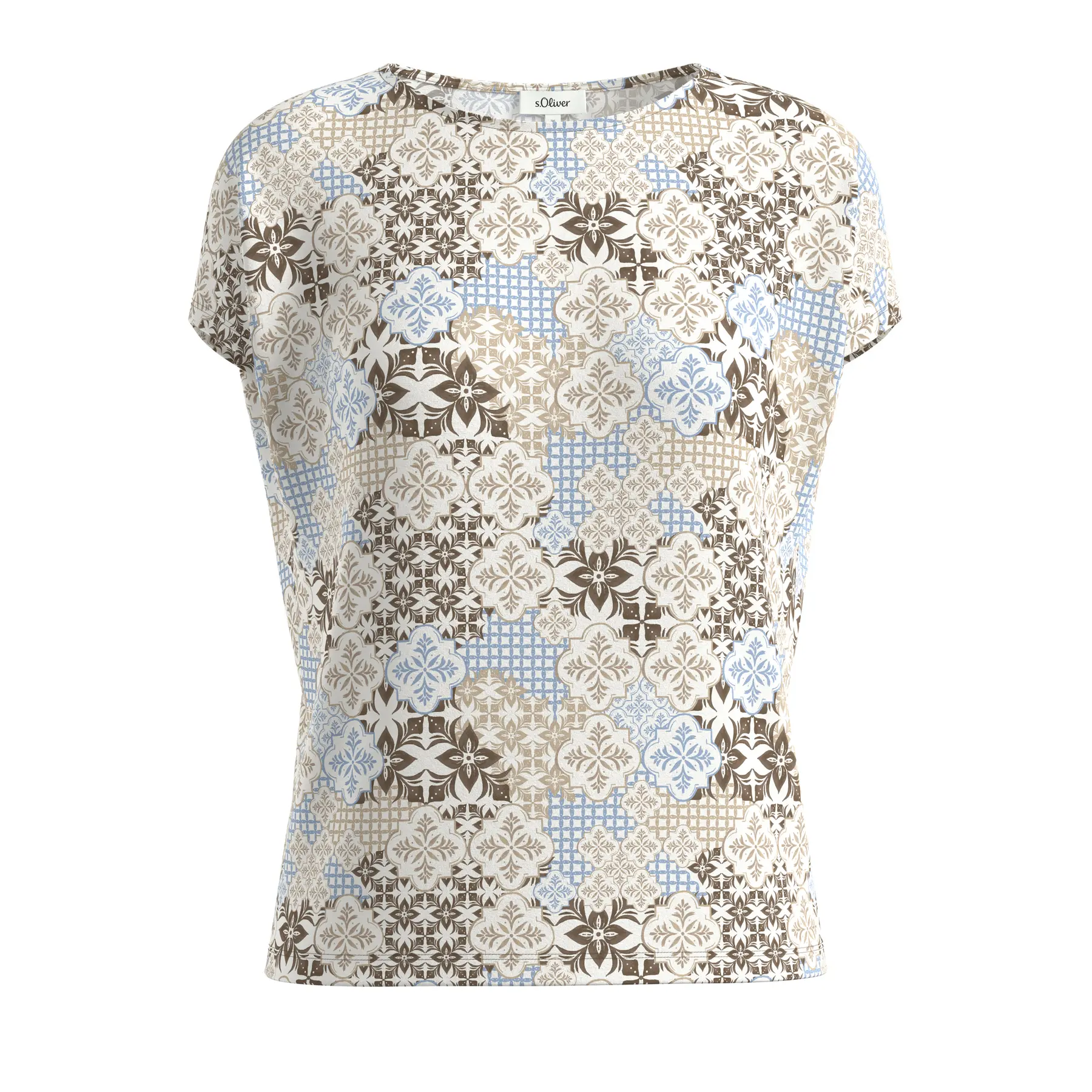 T-Shirt mit Muster aus weichem Viskose lässiger Schnitt Damen s.Oliver