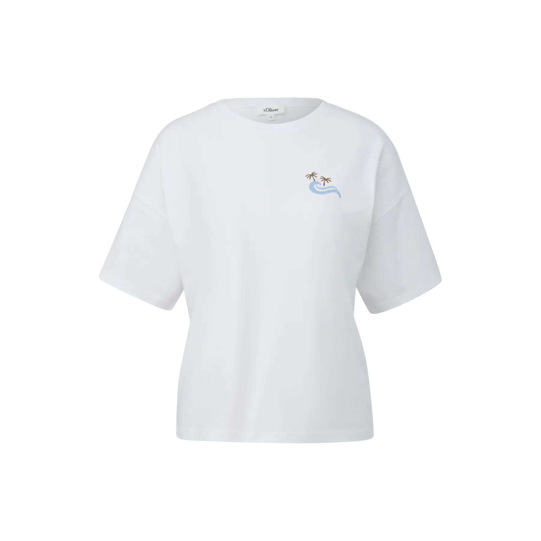 Damen T-Shirt aus weichem Baumwollstoff mit Rundhalsausschnitt und Druck s.Oliver