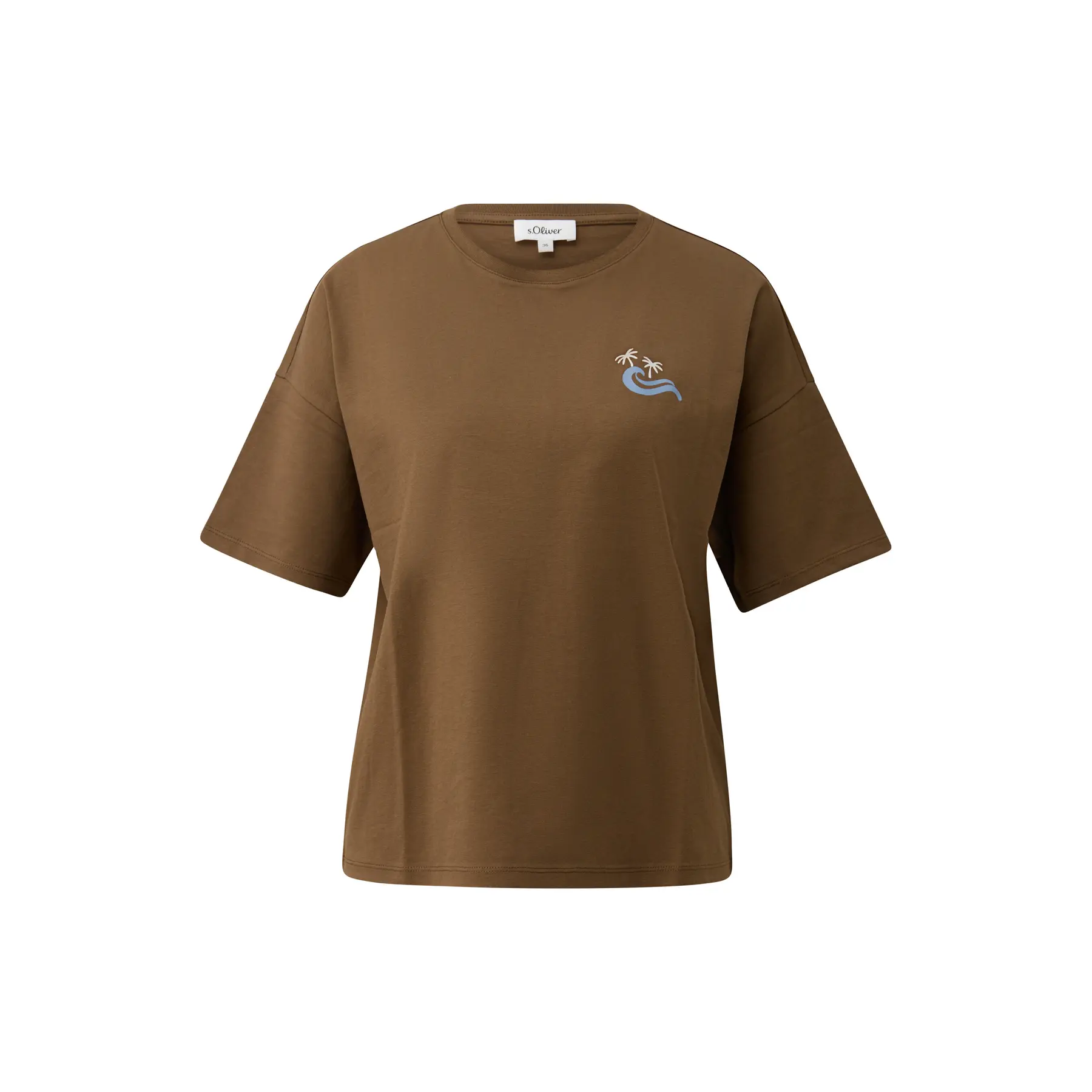 Damen T-Shirt aus weichem Baumwollstoff mit Rundhalsausschnitt und Druck s.Oliver