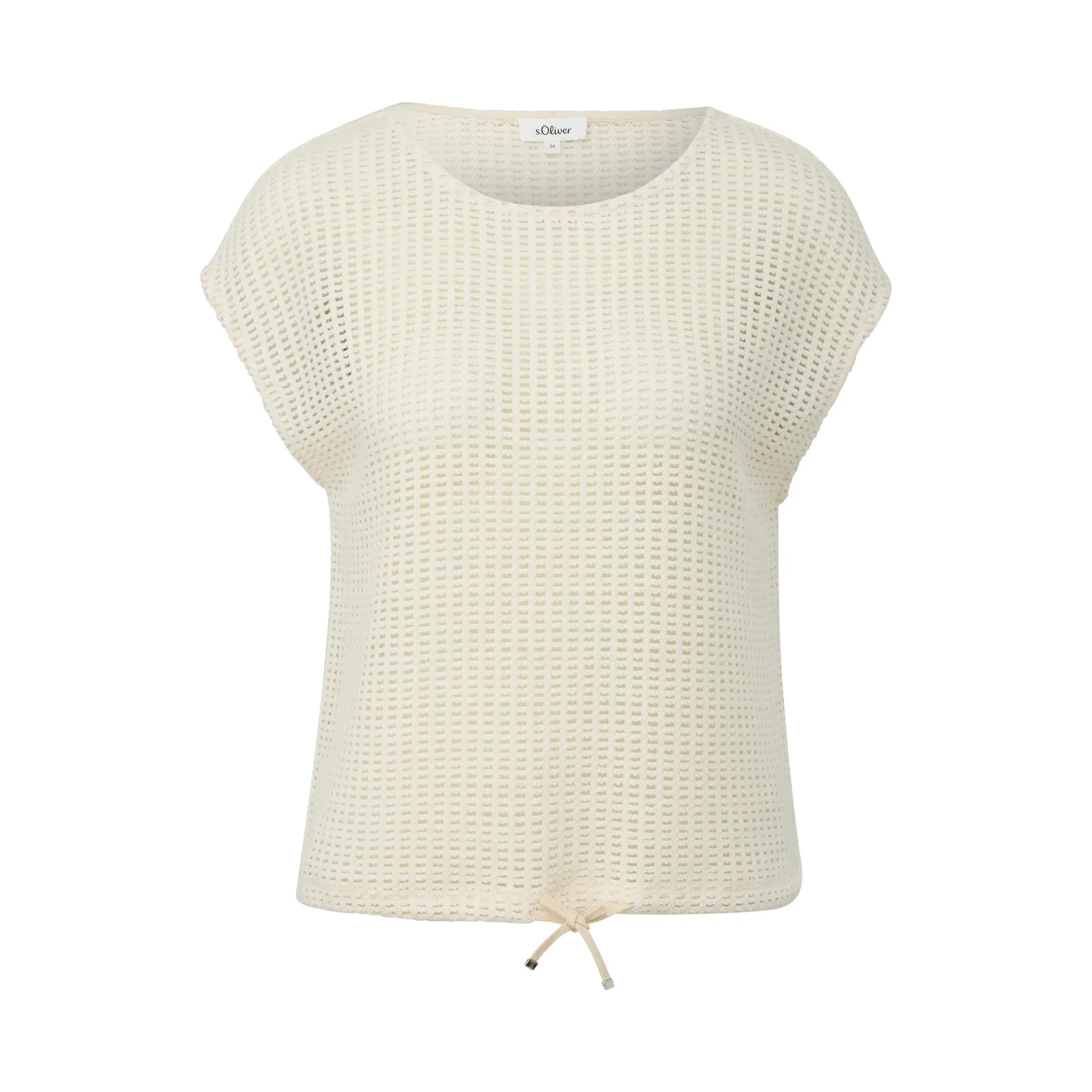 Leichtes Lochmuster-T-Shirt mit Kordelzug und metallenen Enden für Damen s.Oliver