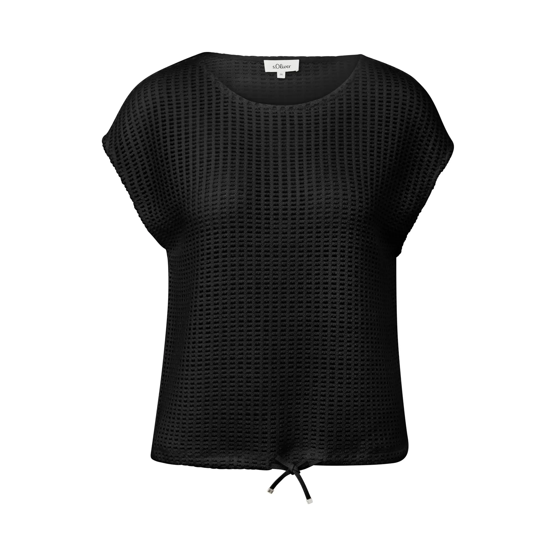 Leichtes Lochmuster-T-Shirt mit Kordelzug und metallenen Enden für Damen s.Oliver