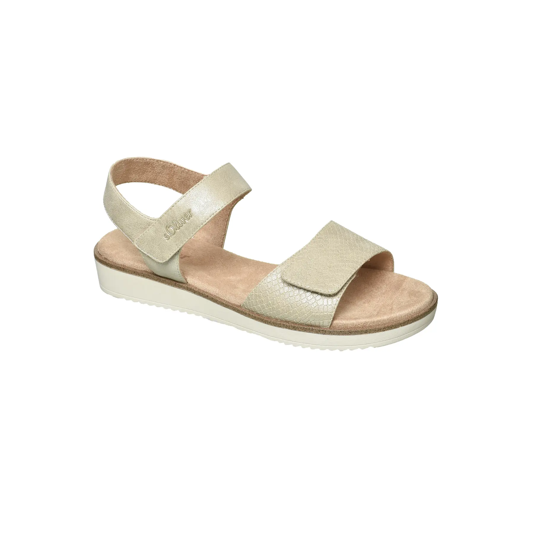 Sandali metallizzati con chiusura in velcro donna