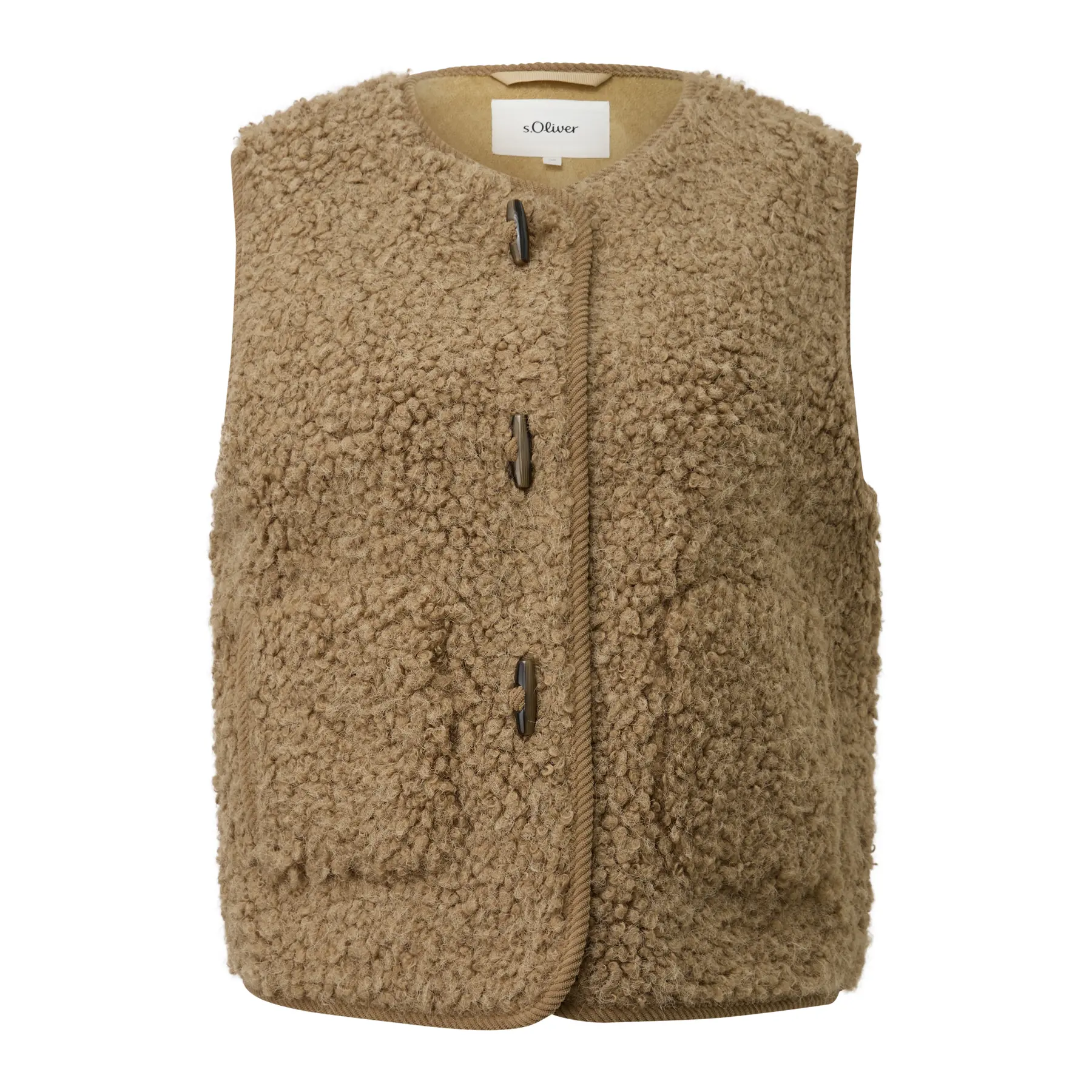 Giacca senza maniche teddy con bottoni donna