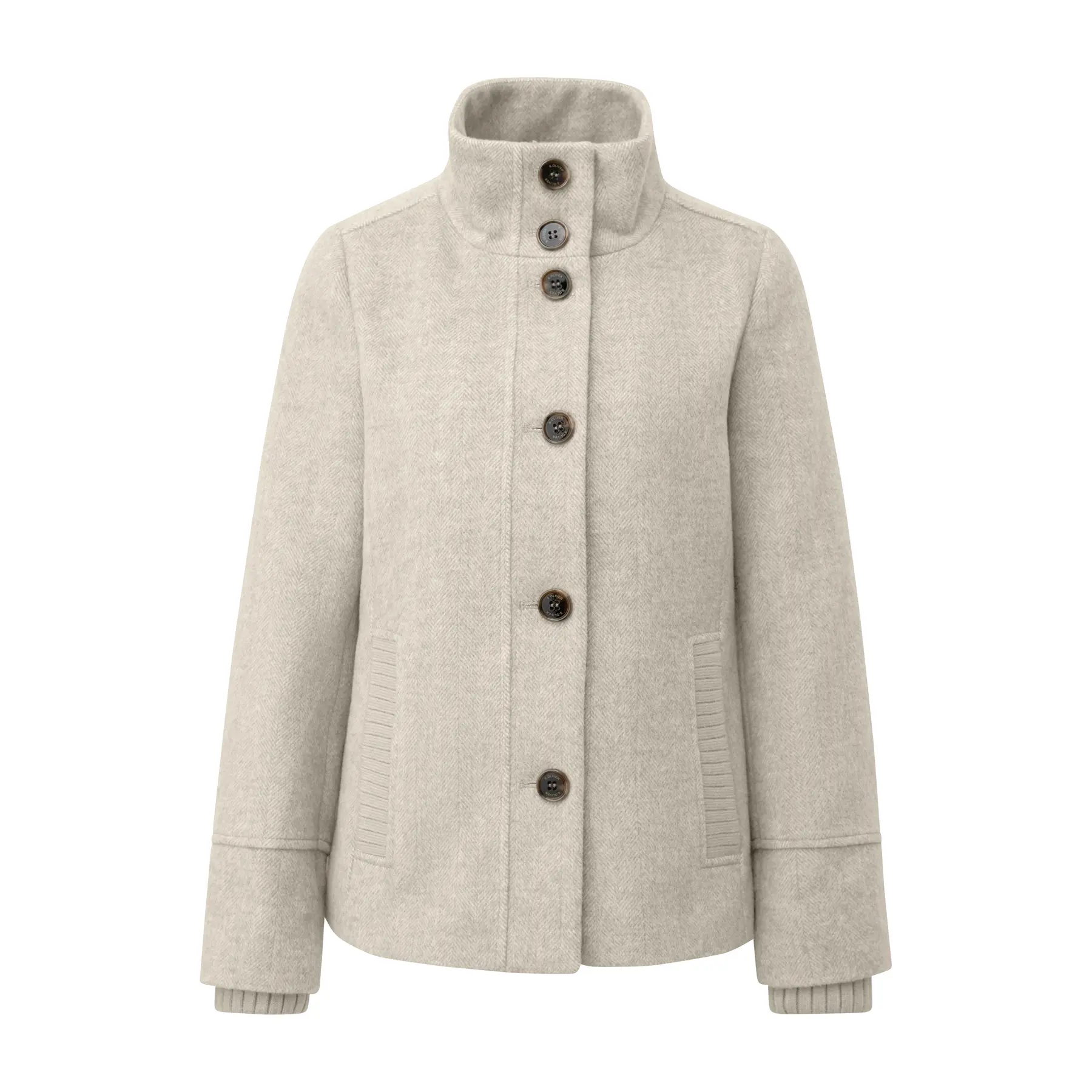 Giacca in lana con polsini a costine collo diritto taglio slim donna