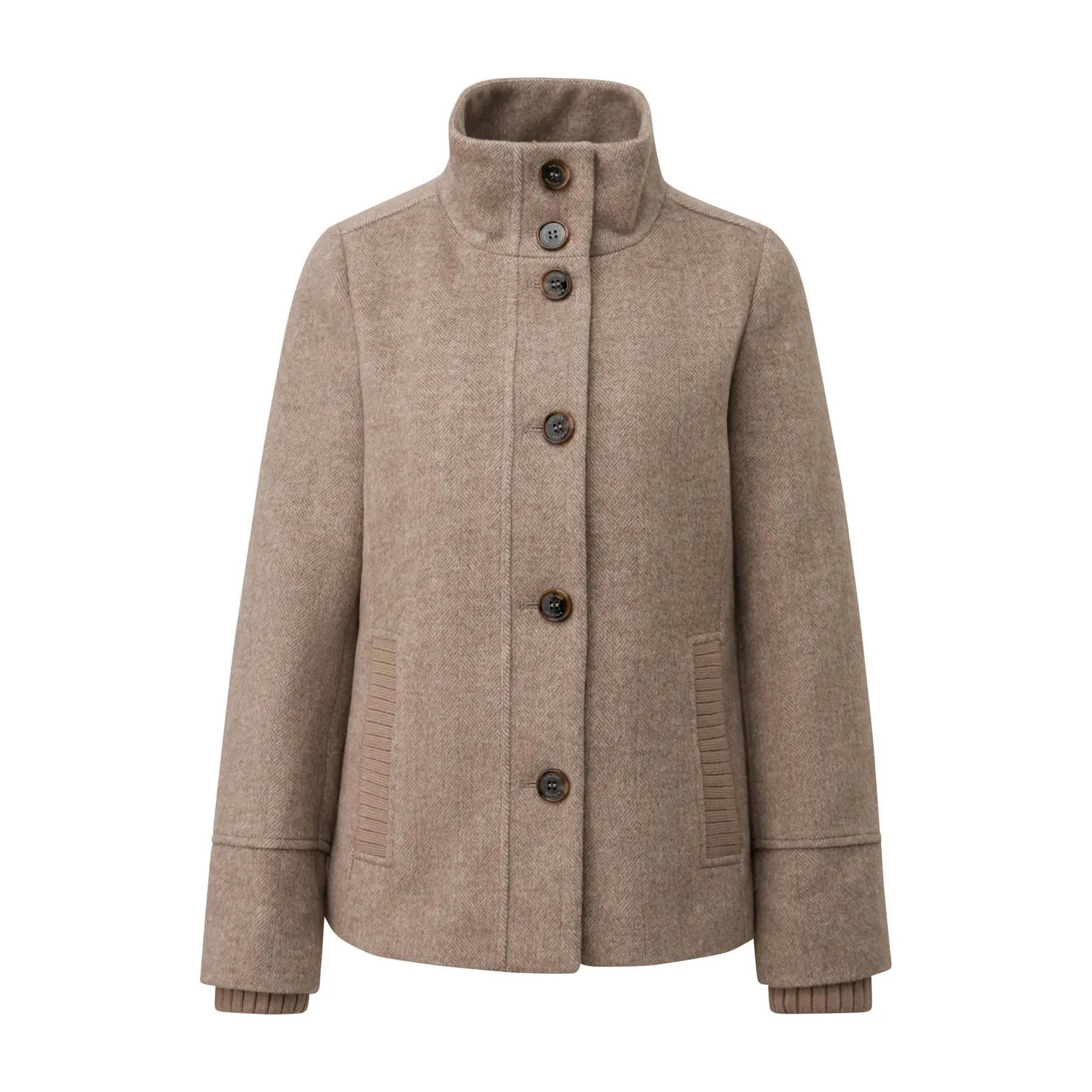 Giacca in lana con polsini a costine collo diritto taglio slim donna