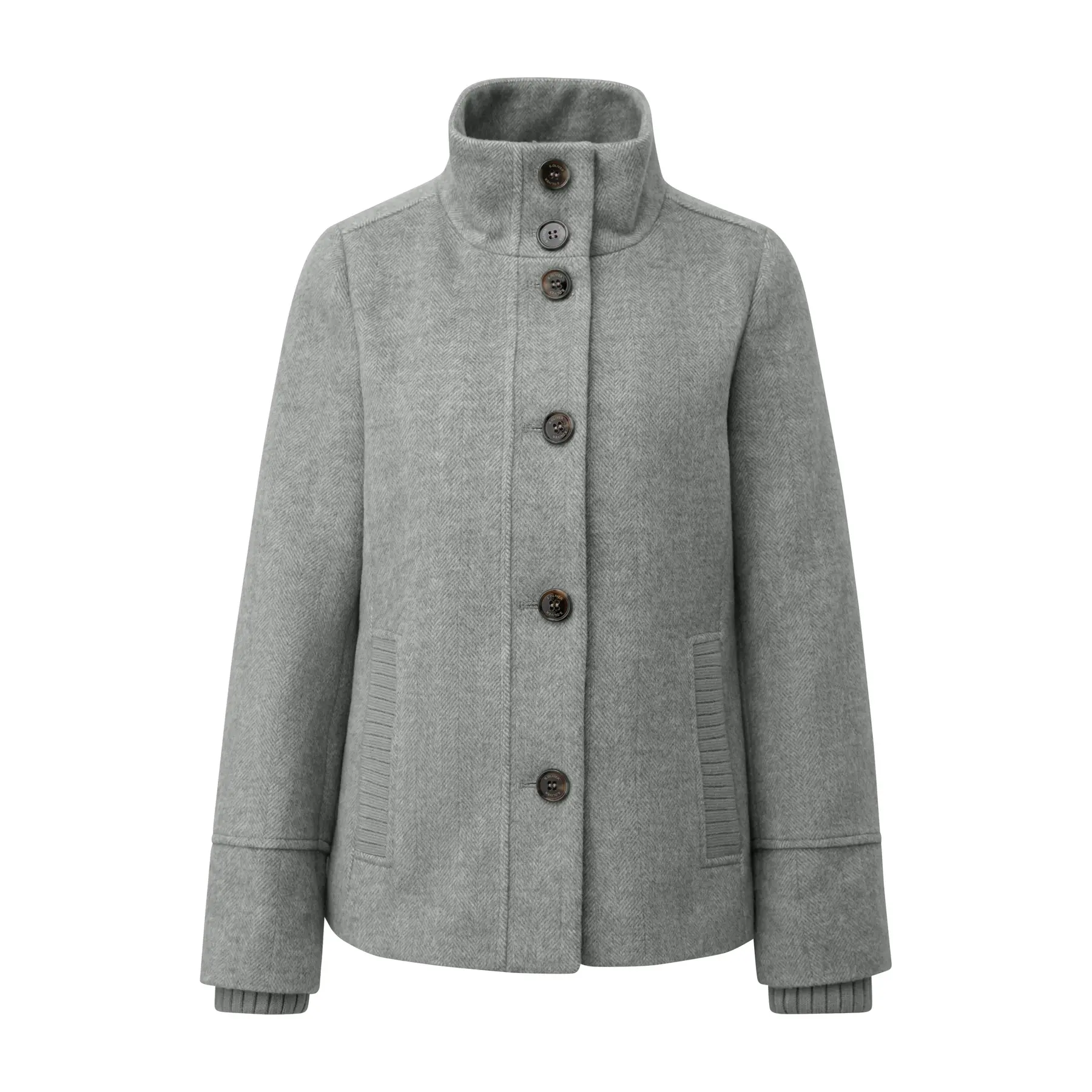 Giacca in lana con polsini a costine collo diritto taglio slim donna
