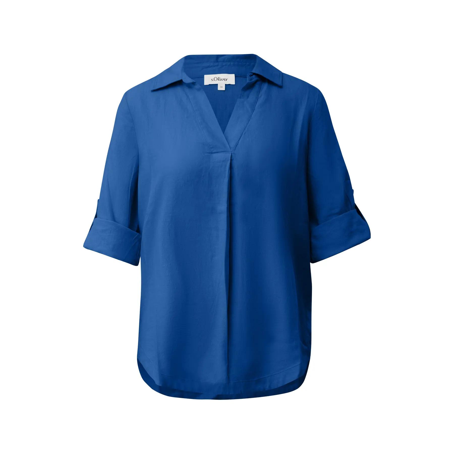 Leinenmix-Bluse mit 3/4-Ärmeln und Kragen für Damen s.Oliver