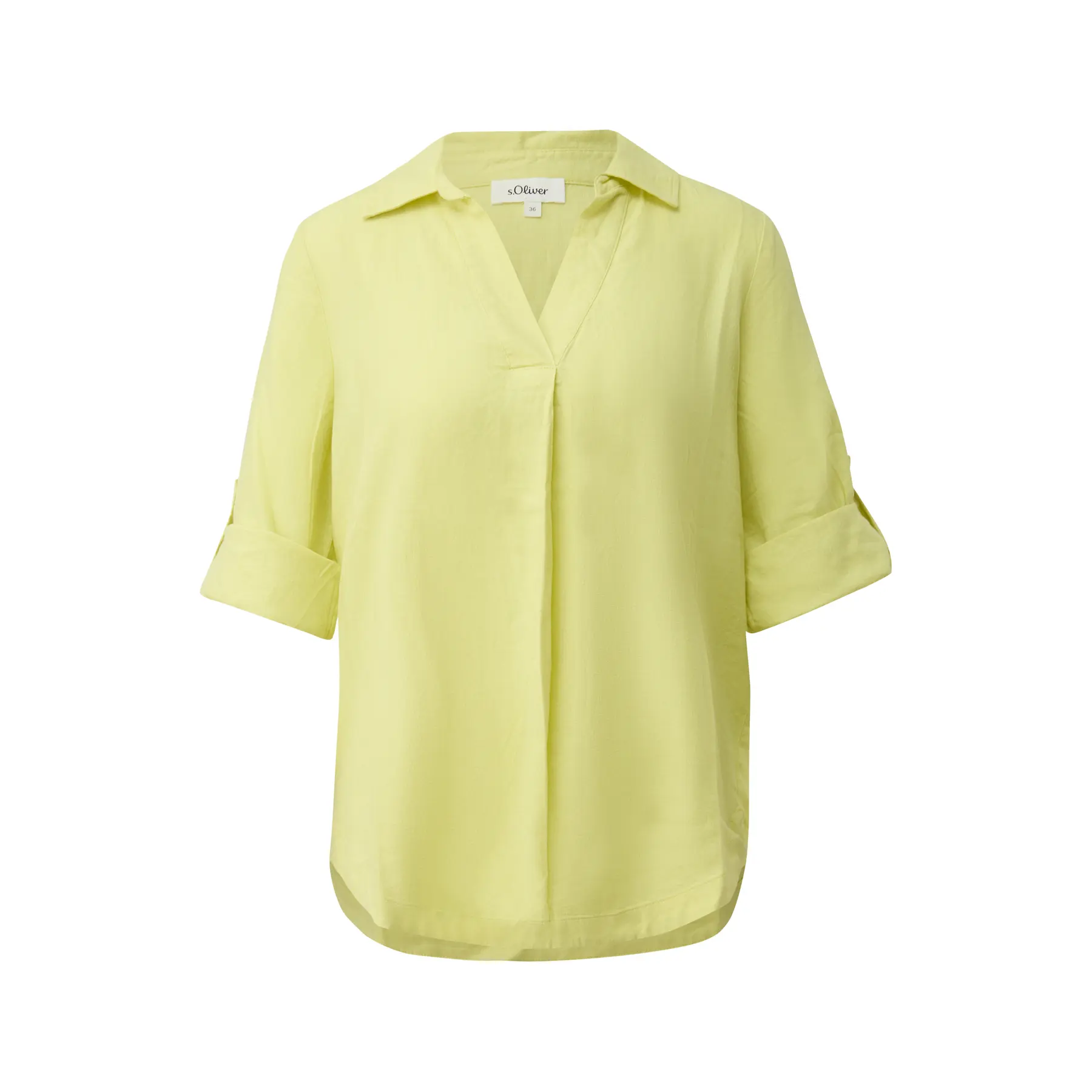 Leinenmix-Bluse mit 3/4-Ärmeln und Kragen für Damen s.Oliver