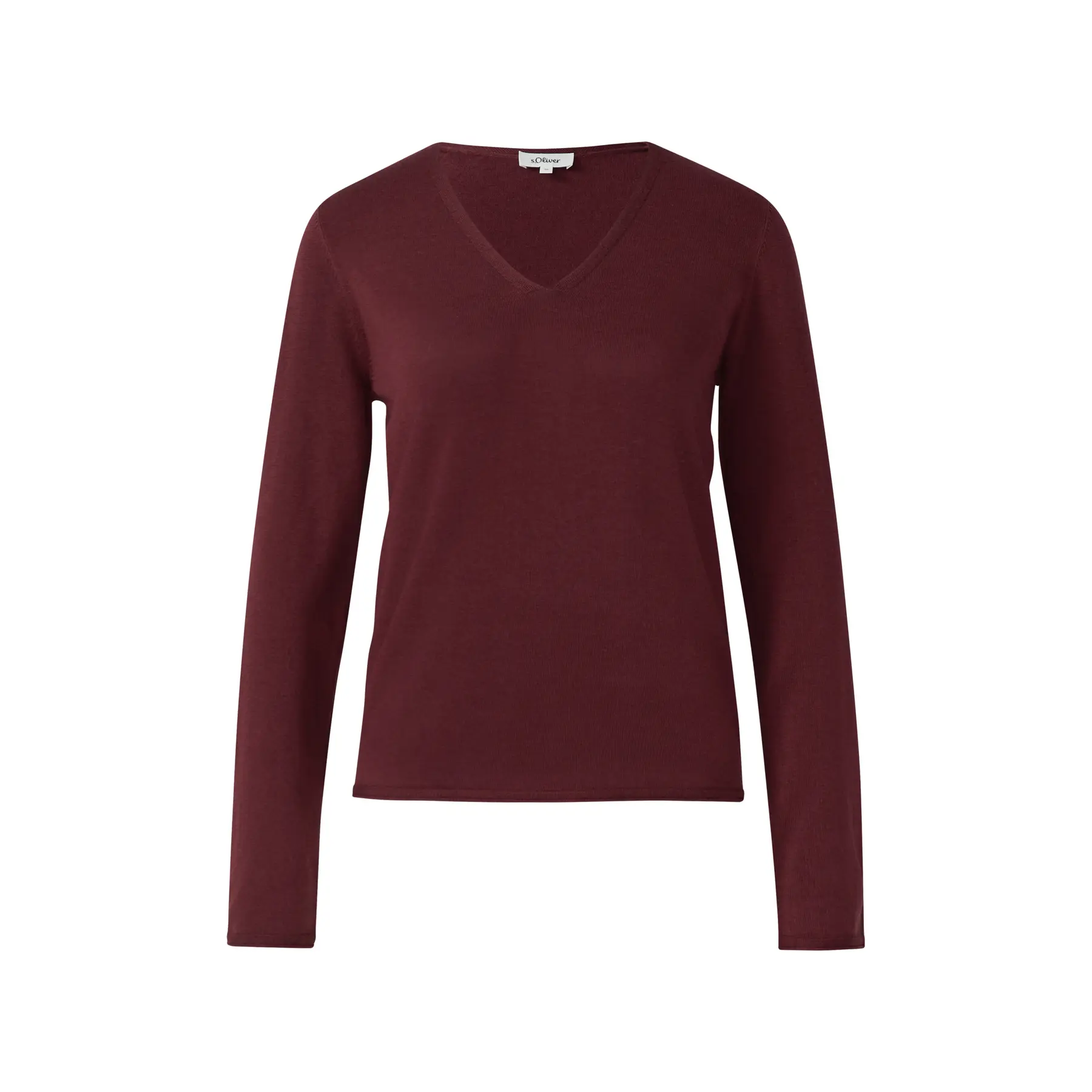Fein gestrickter Pulli mit V-Ausschnitt und gerolltem Saum Damen s.Oliver