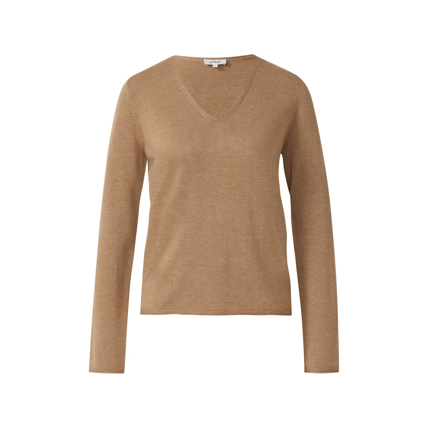 Fein gestrickter Pulli mit V-Ausschnitt und gerolltem Saum Damen s.Oliver