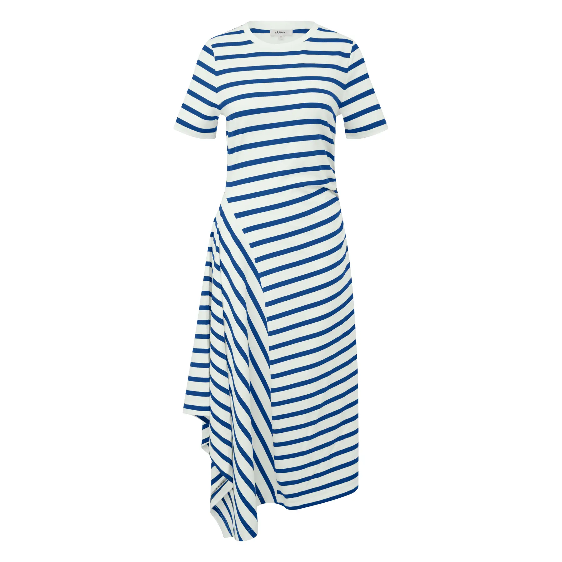 Gestreifte Jersey-Midikleid mit Raffung und Rundhalsausschnitt Damen s.Oliver