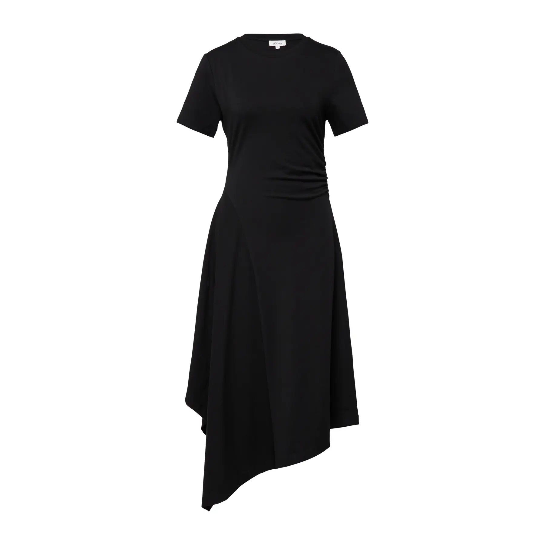 Gestreifte Jersey-Midikleid mit Raffung und Rundhalsausschnitt Damen s.Oliver