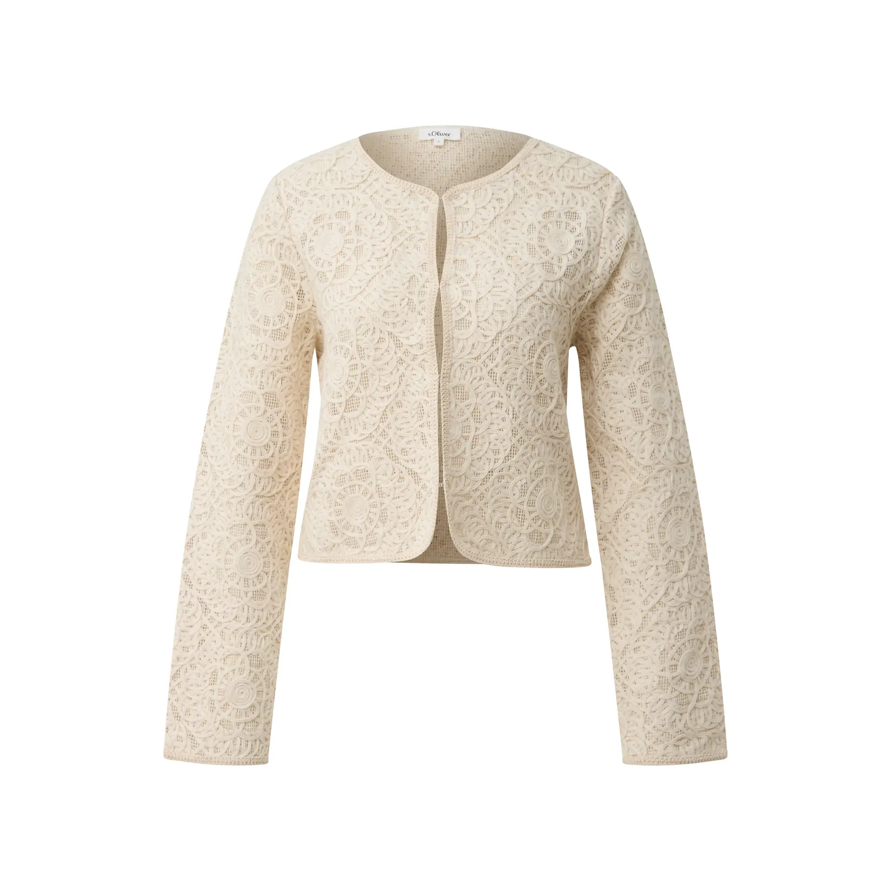 Kurze, gehäkelte Baumwolljacke mit Blumenmuster für Frauen s.Oliver