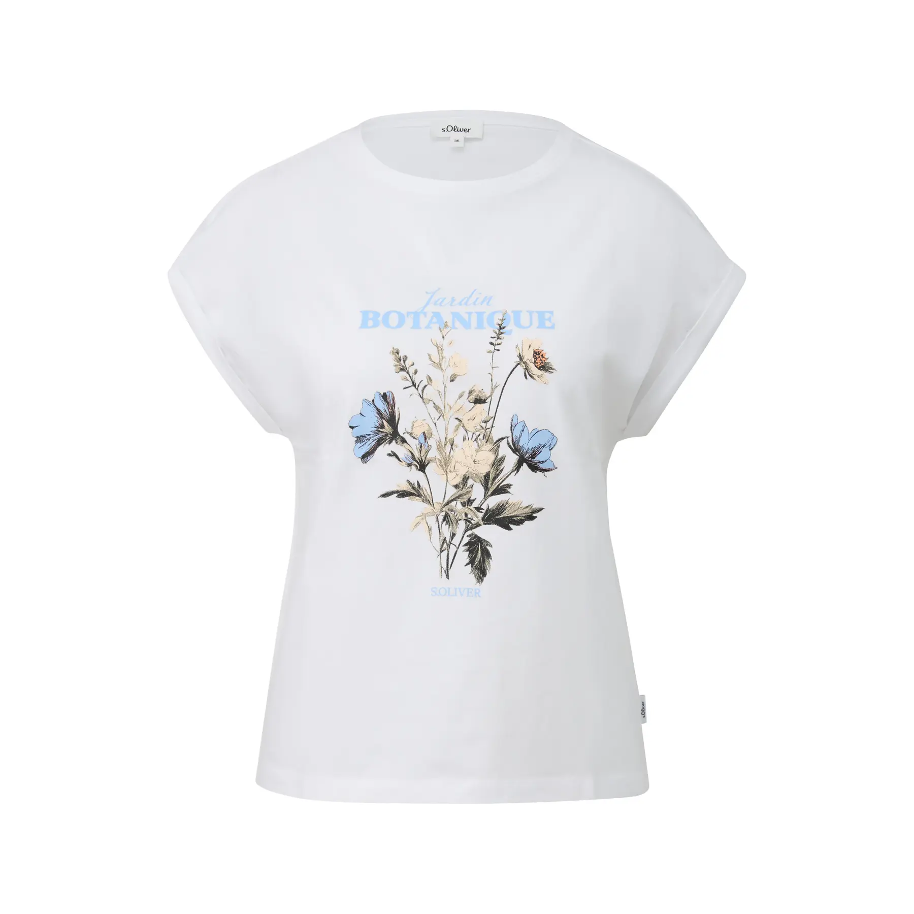 T-Shirt aus weichem Jersey mit Frontdruck und Logoapplikation für Damen s.Oliver