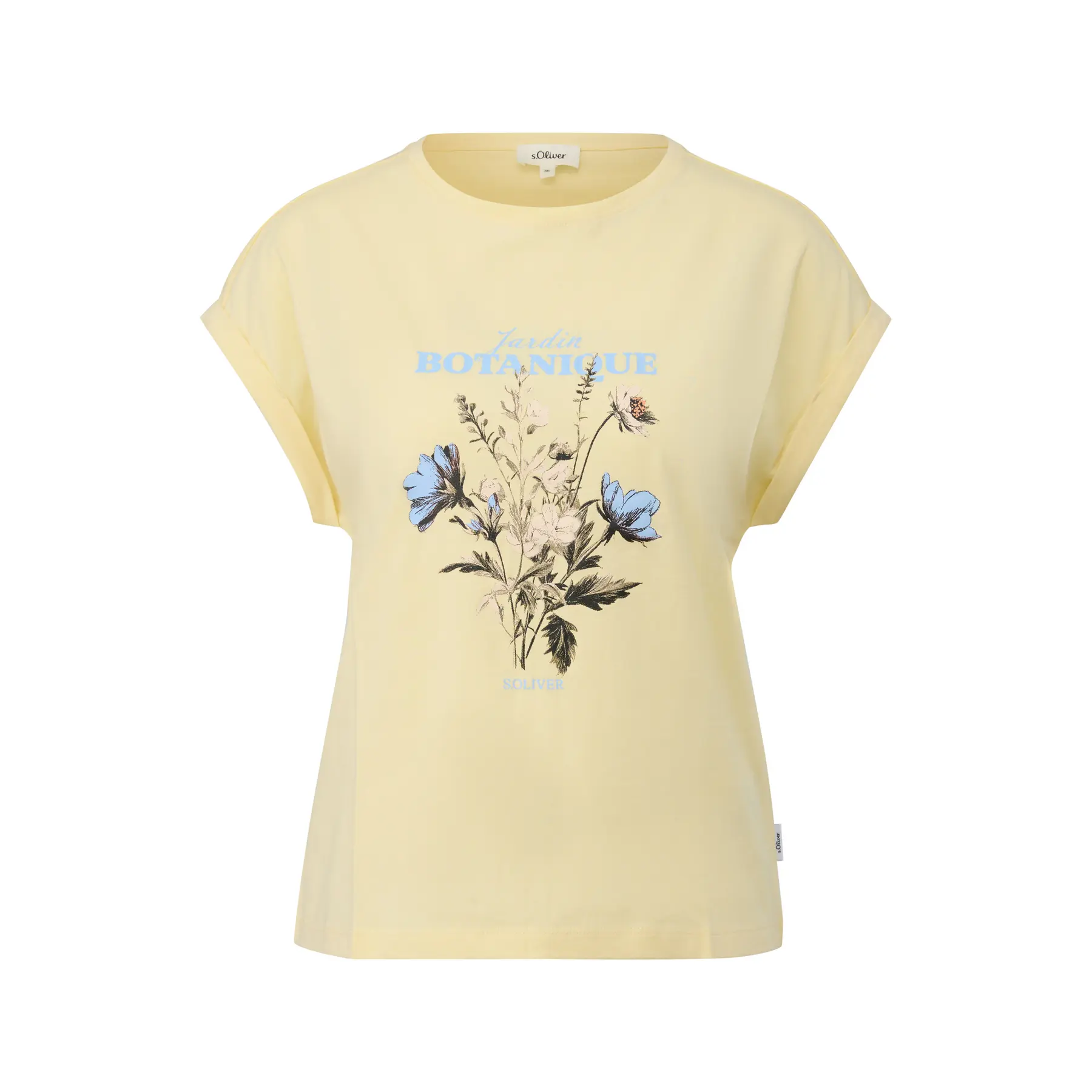 T-Shirt aus weichem Jersey mit Frontdruck und Logoapplikation für Damen s.Oliver