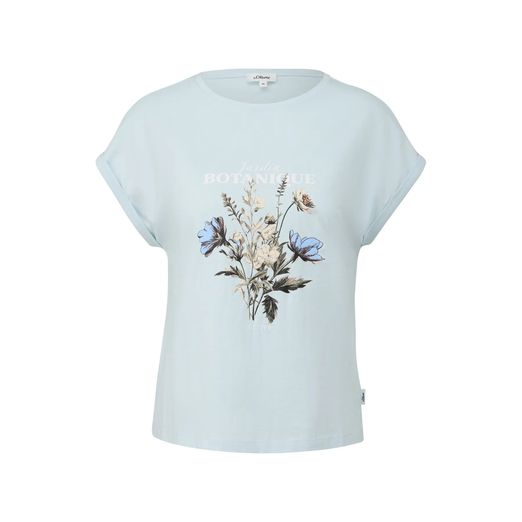 T-Shirt aus weichem Jersey mit Frontdruck und Logoapplikation für Damen s.Oliver