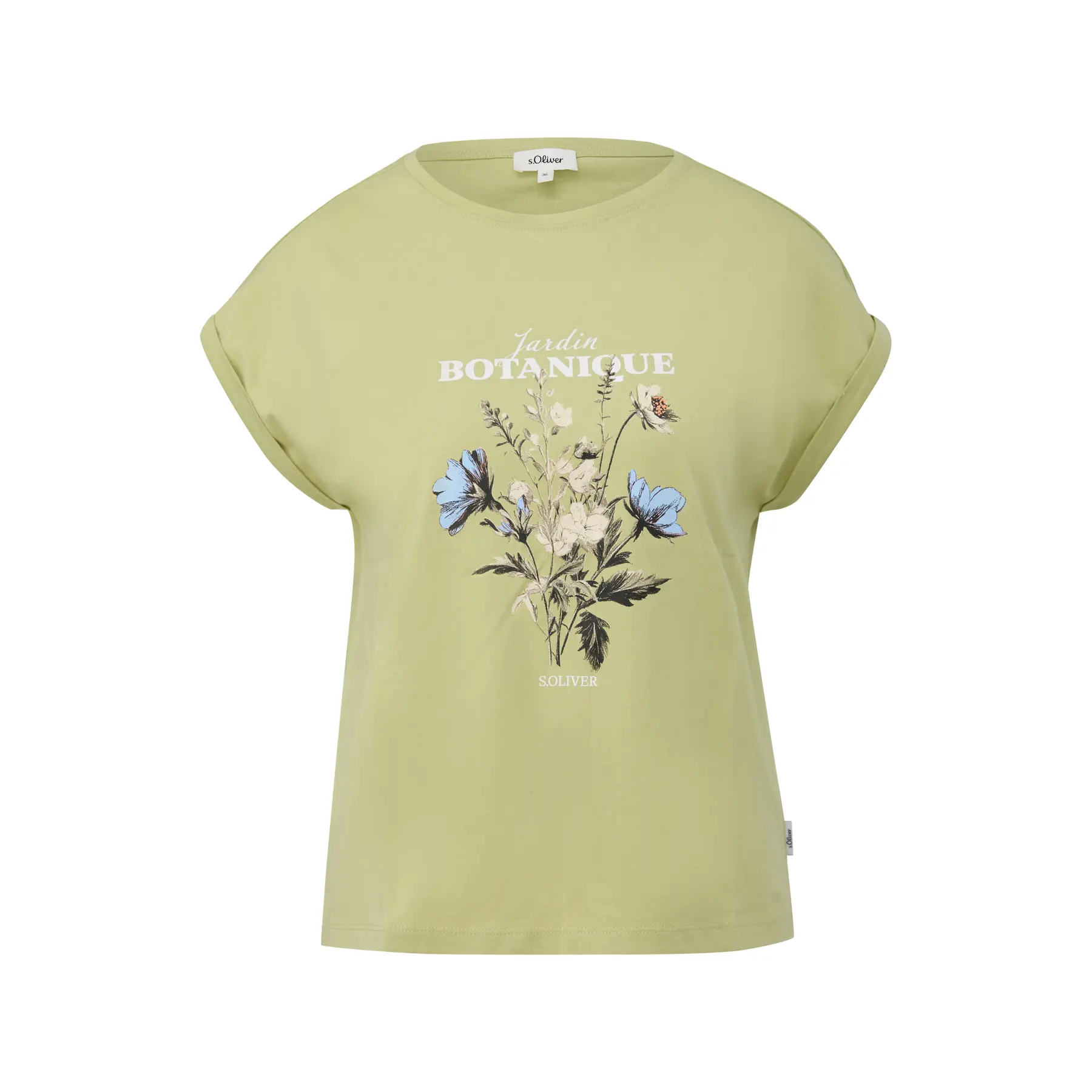 T-Shirt aus weichem Jersey mit Frontdruck und Logoapplikation für Damen s.Oliver