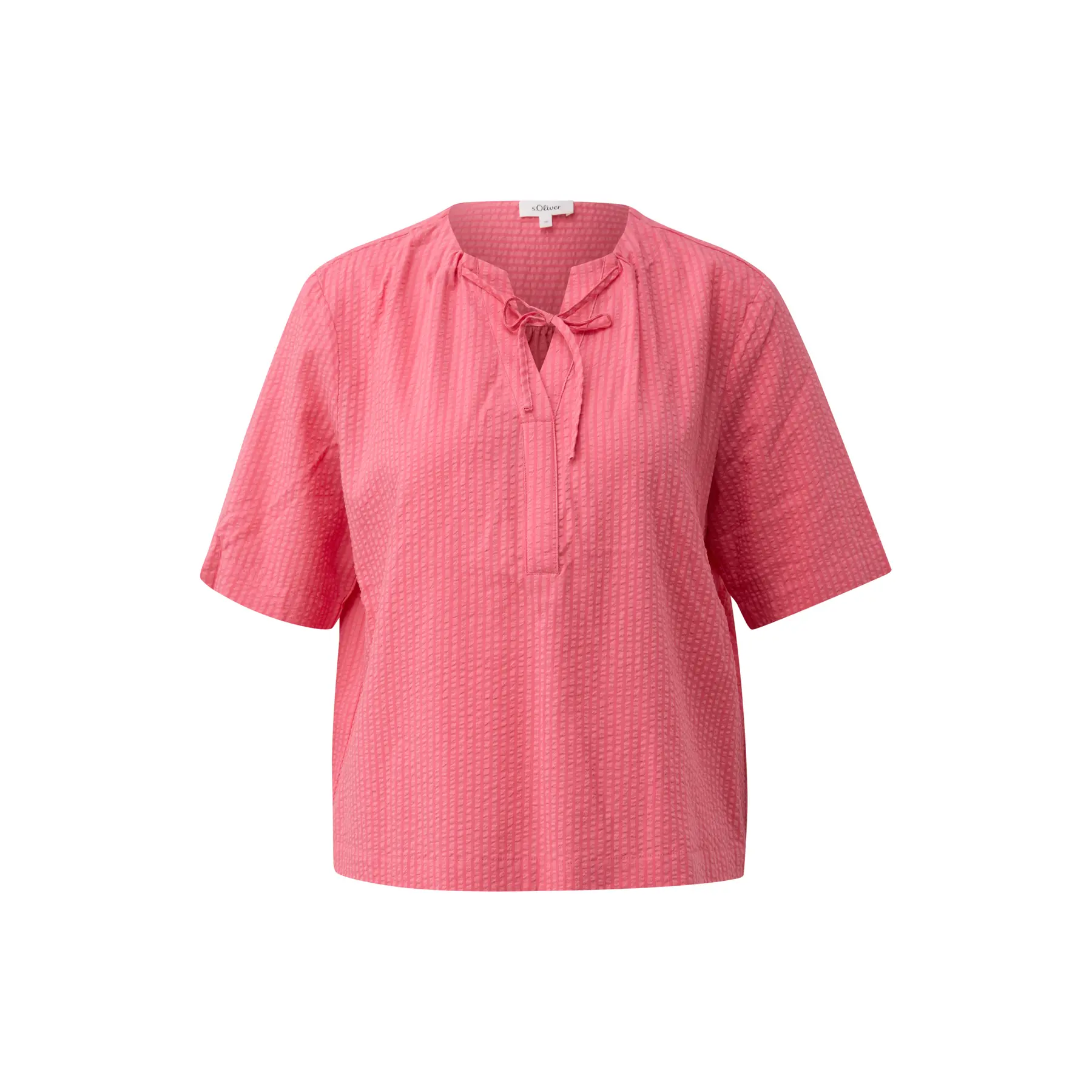 Fließende Bluse aus gemischter Viskose mit Raffung und ganzflächigem Print Rundhalsweite Schnitt Damen s.Oliver