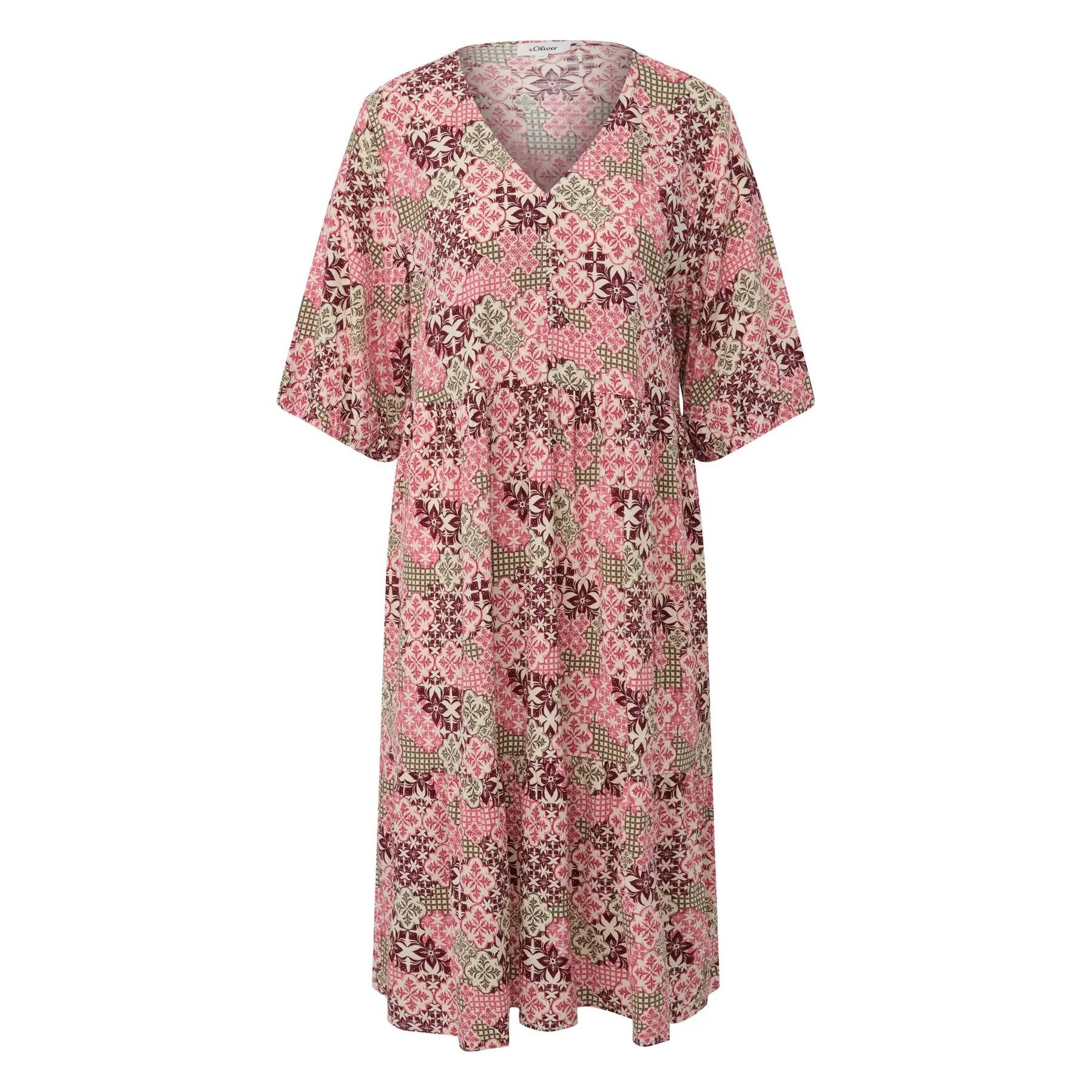 Robe en V-Ausschnitt mit Rüschendetails, lässige Passform für Damen s.Oliver