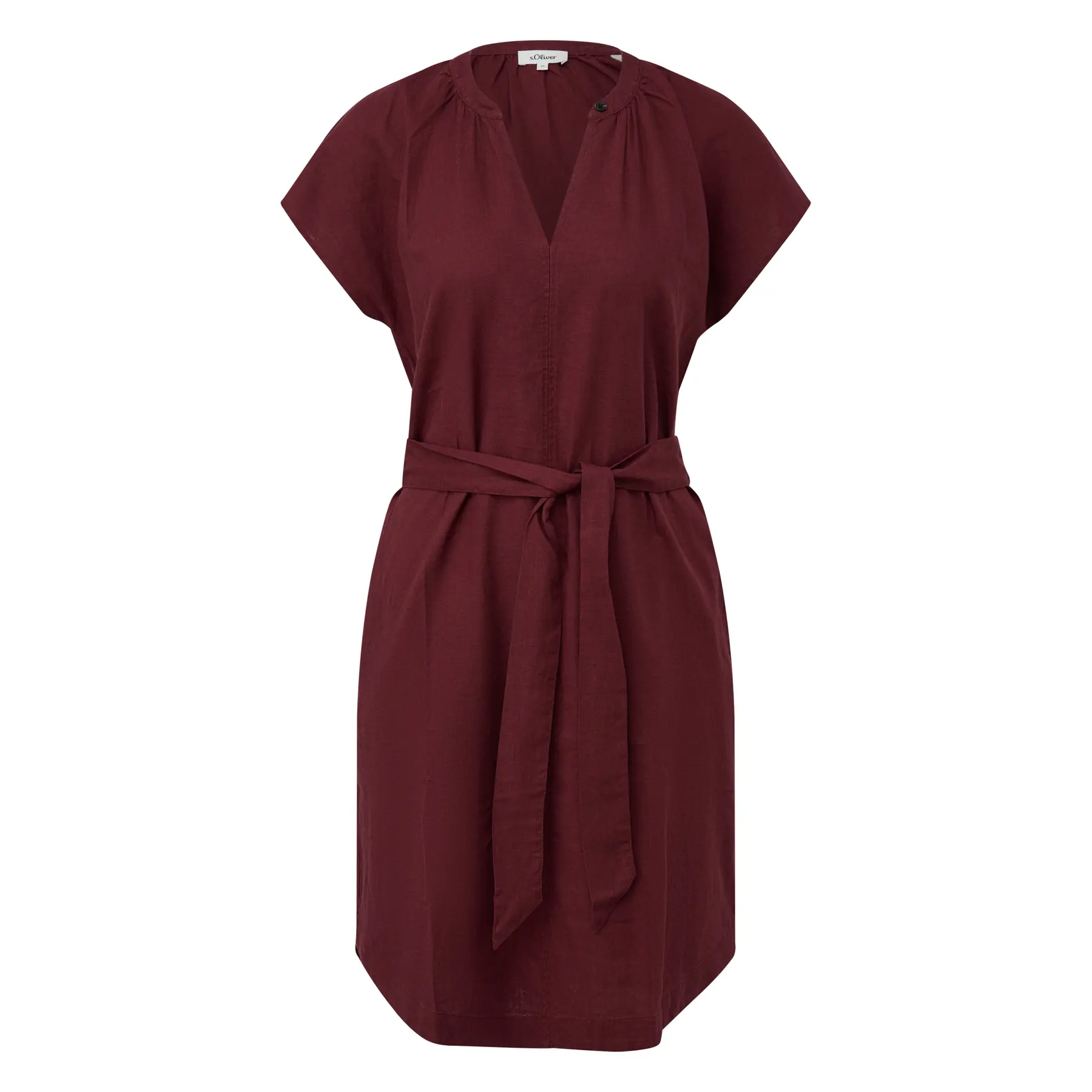 Ärmelloses Jersey-Kleid aus gemischtem Leinen mit Allover-Print und Raffung für Damen s.Oliver