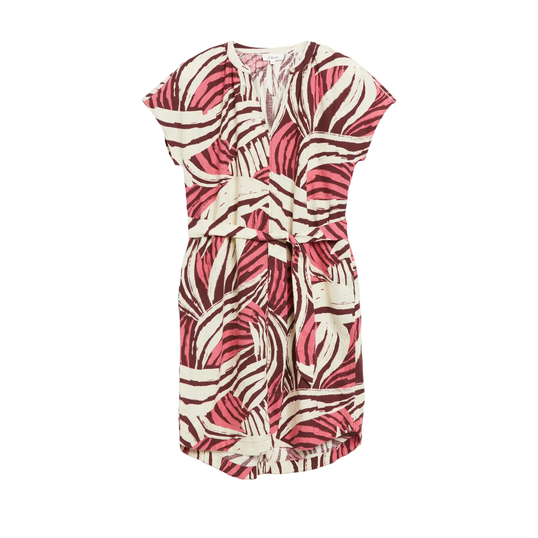 Ärmelloses Jersey-Kleid aus gemischtem Leinen mit Allover-Print und Raffung für Damen s.Oliver