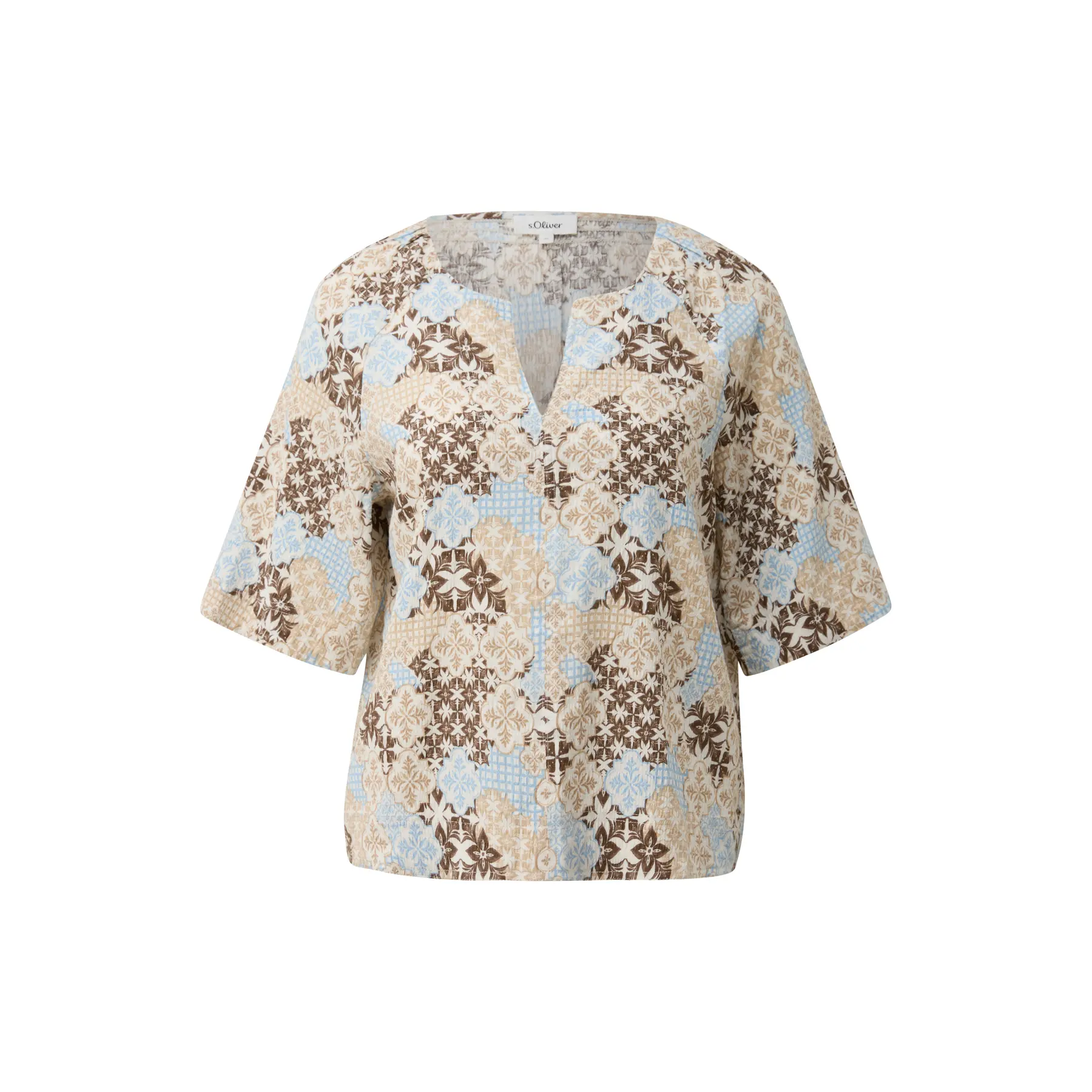 Strukturierte Bluse aus Viskose-Mischung mit gerafften und smockierten Details für Damen s.Oliver