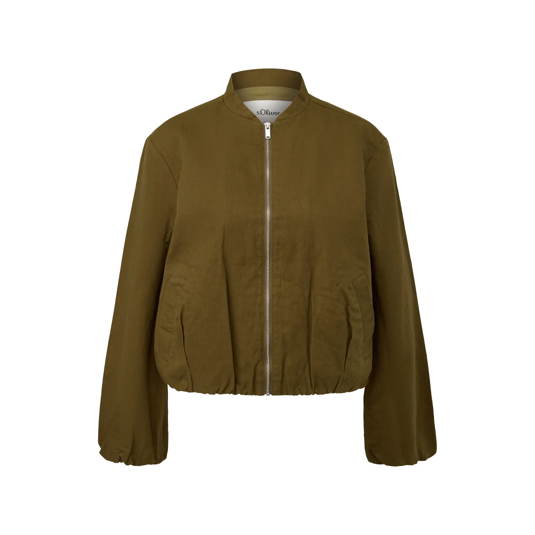 Damen Leinen Mix Jacke mit Puffärmeln und paspelierten Taschen s.Oliver