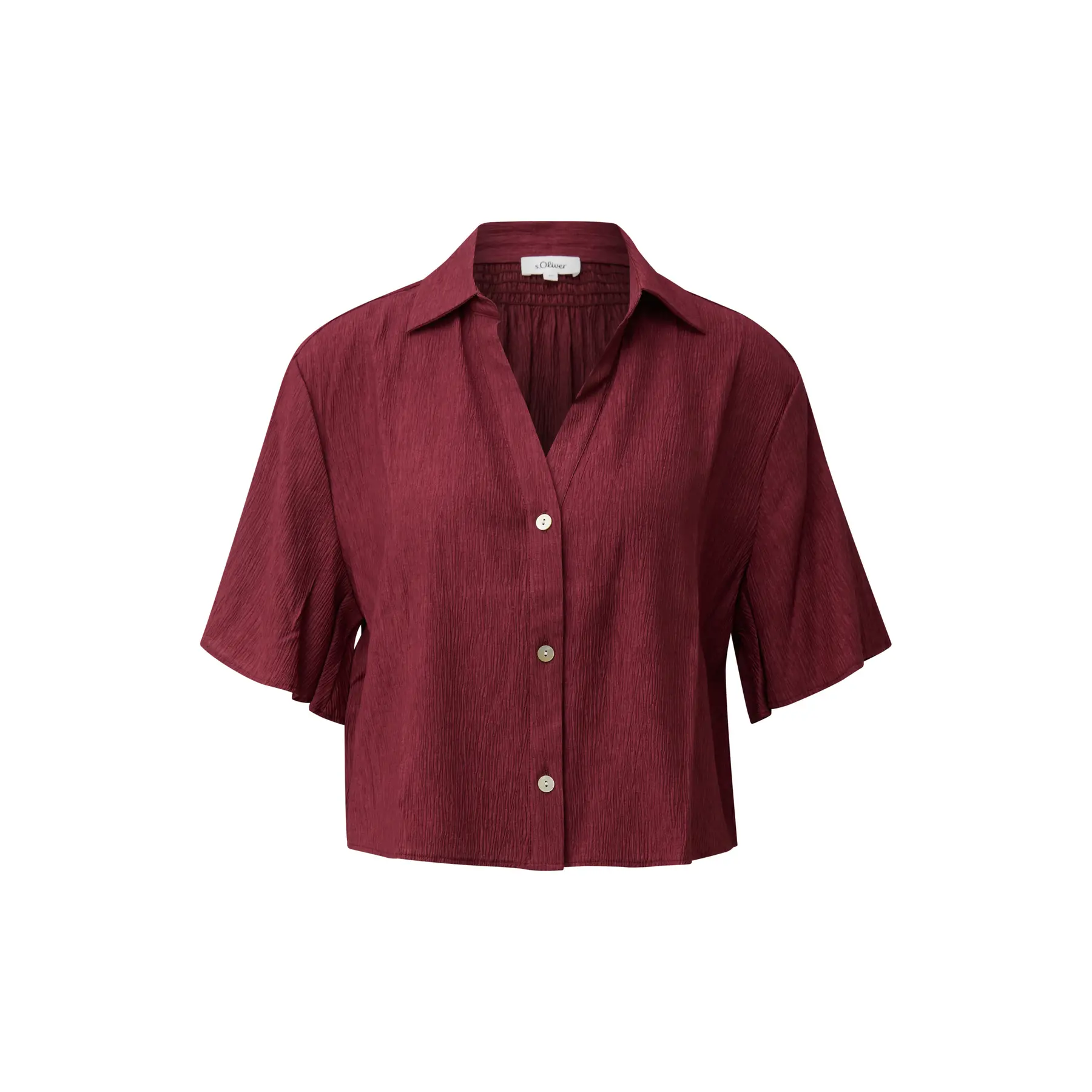 Strukturierte Bluse aus Viskose-Mischung mit Rüschen und V-Ausschnitt Damen s.Oliver