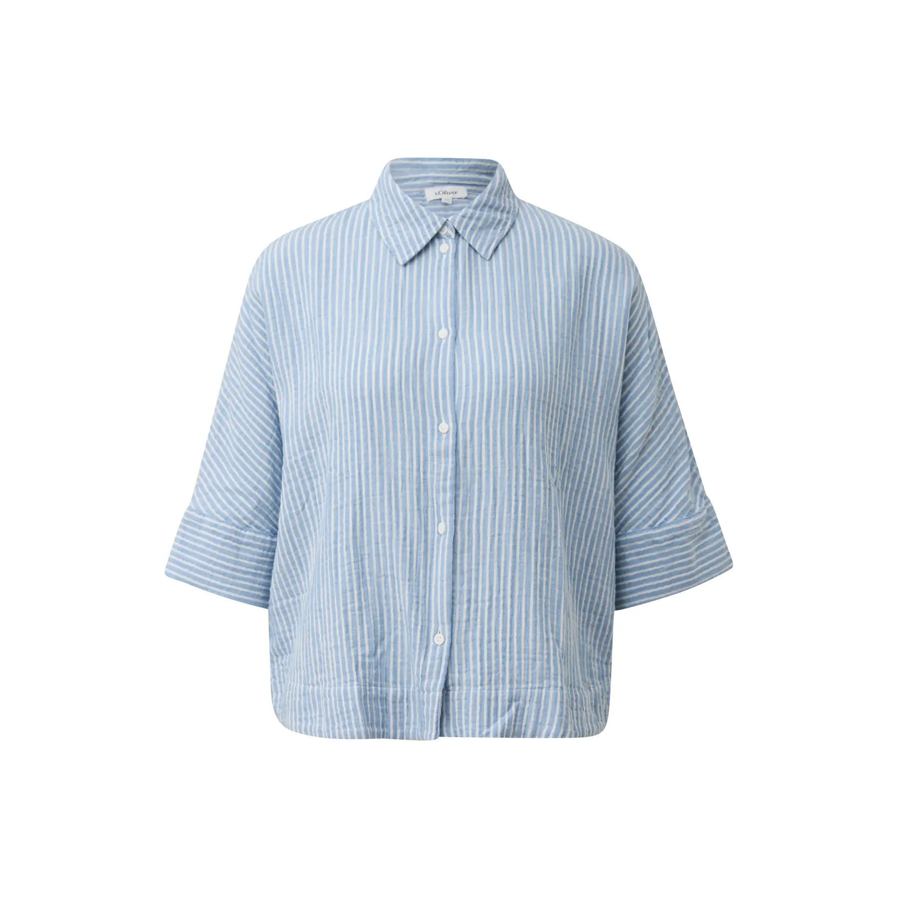 Strukturierte Bluse mit kurzen Ärmeln, Hemdkragen und plissiertem Detail für Frauen s.Oliver