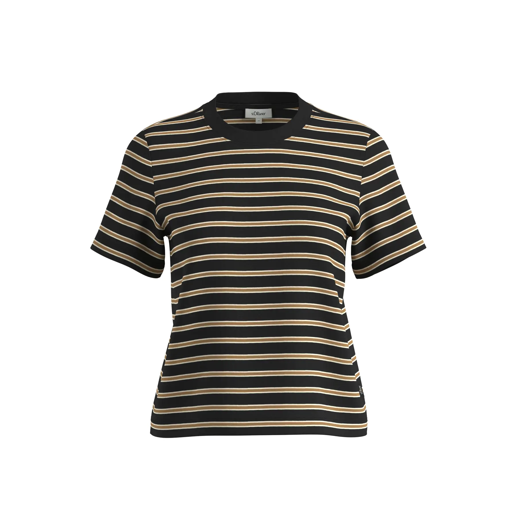 Kurze gestreifte T-Shirt aus einer weichen Mischung von Jersey und Baumwolle. Damen s.Oliver