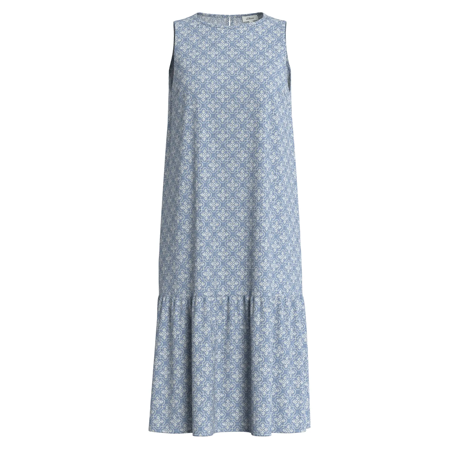 Ärmelloses Kleid aus bedruckter Viskose mit Raffung Damen s.Oliver