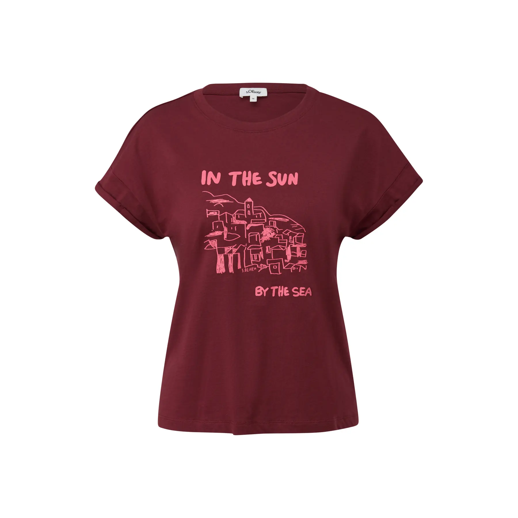 Ärmelloses T-Shirt aus Baumwoll-Jersey mit Druck auf der Vorderseite Rundhalsausschnitt lockere Passform Granatapfel Damen s.Oliver