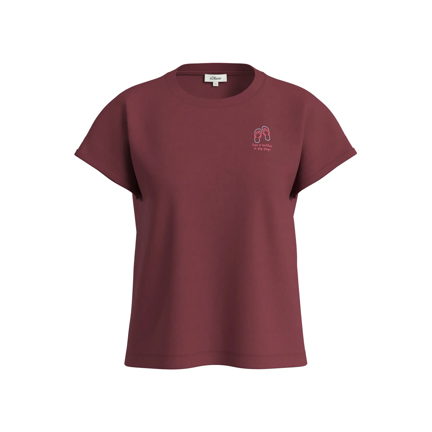 Ärmelloses T-Shirt aus Baumwoll-Jersey mit Druck auf der Vorderseite Rundhalsausschnitt lockere Passform Granatapfel Damen s.Oliver
