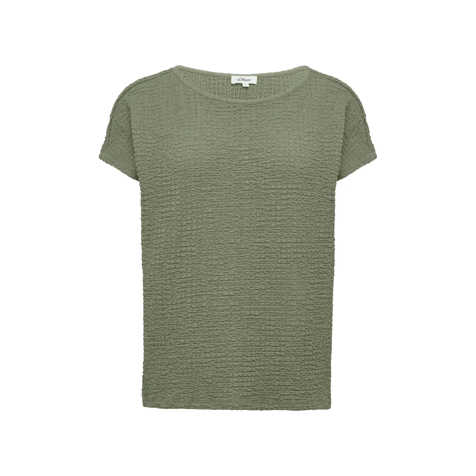 T-shirt in jersey texturizzato con collo rotondo e spalle scese donna