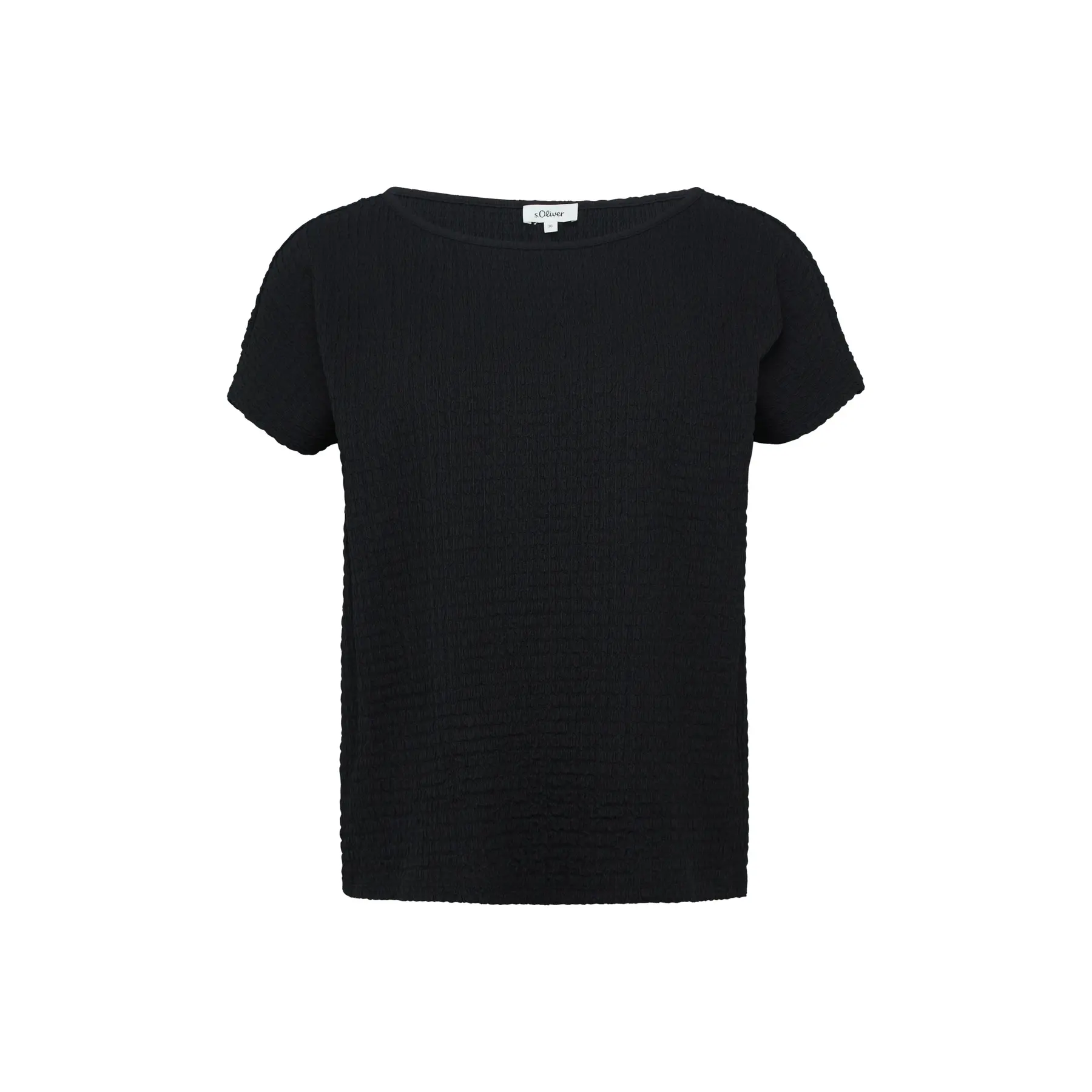 T-Shirt aus strukturiertem Jersey mit Rundhalsausschnitt und überschnittenen Schultern Damen s.Oliver