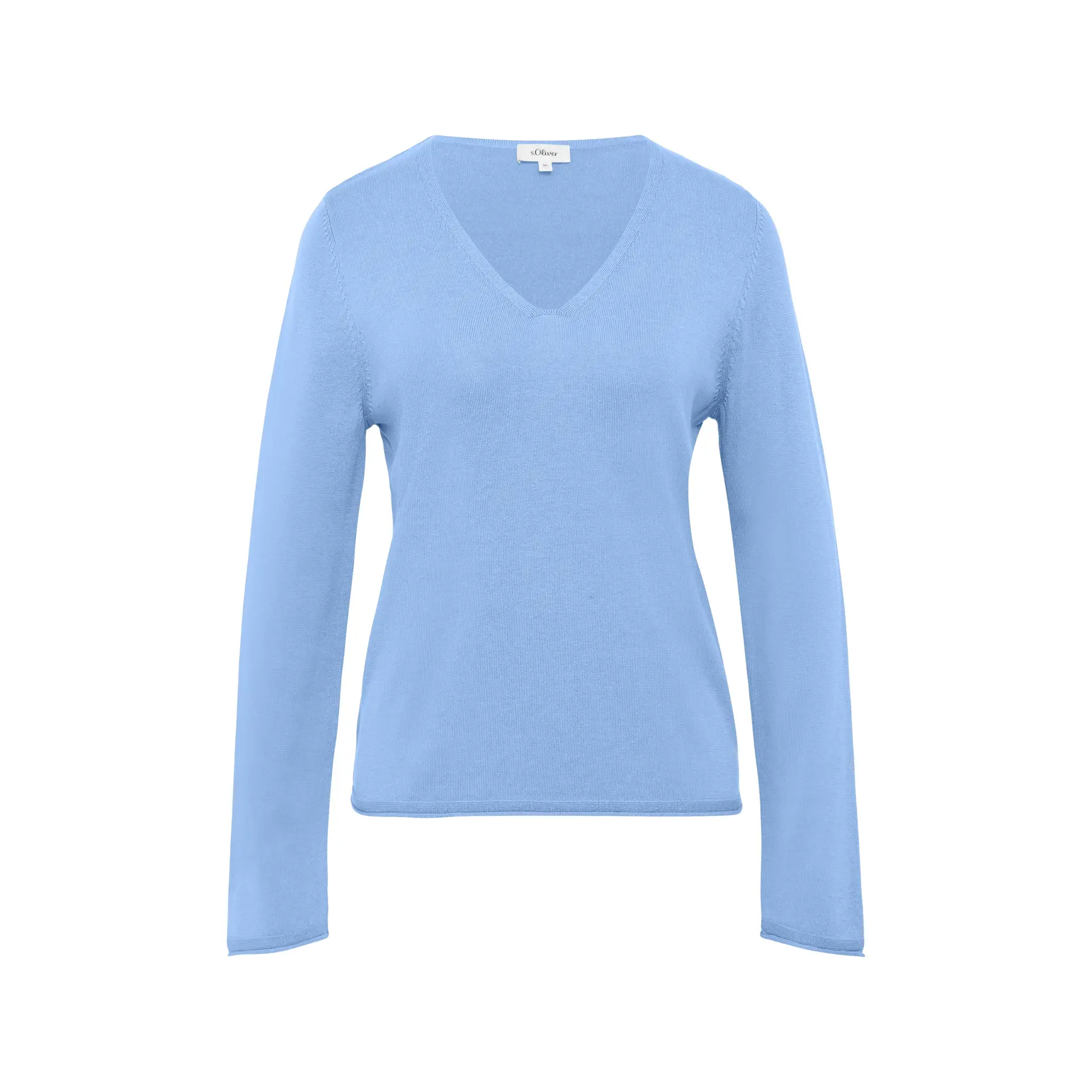 Pull mit V-Ausschnitt und Rollsaum Damen s.Oliver