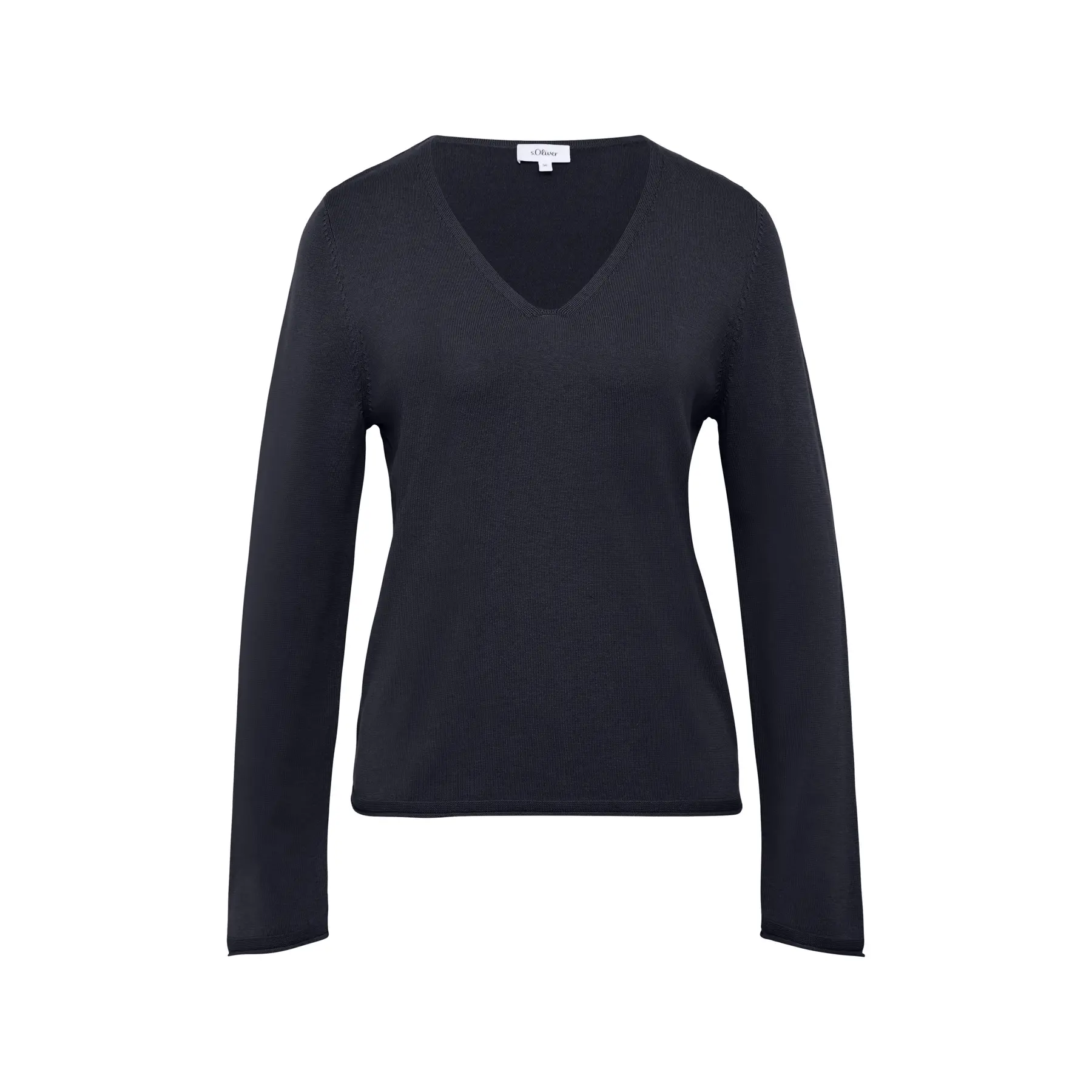 Pull mit V-Ausschnitt und Rollsaum Damen s.Oliver