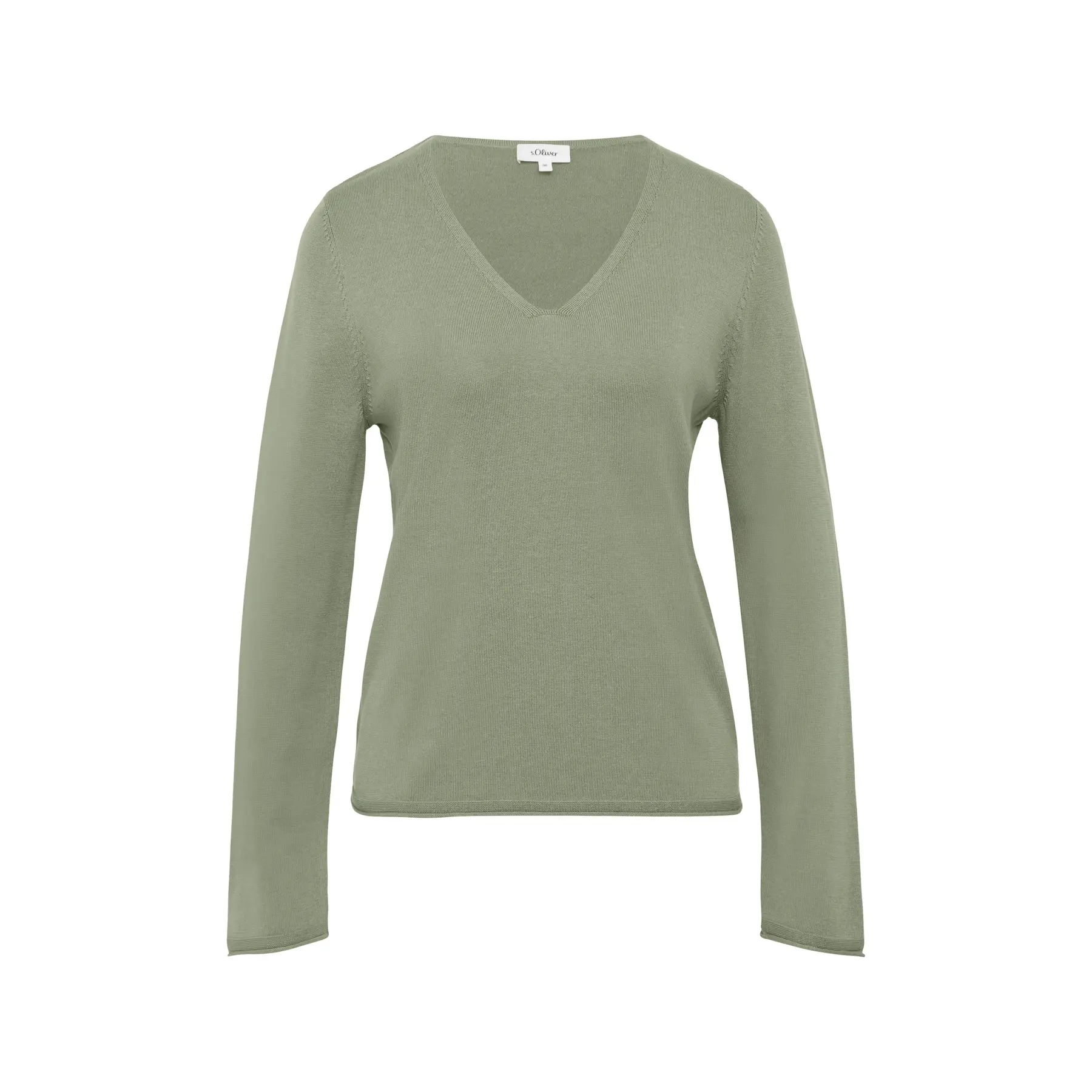 Pull mit V-Ausschnitt und Rollsaum Damen s.Oliver