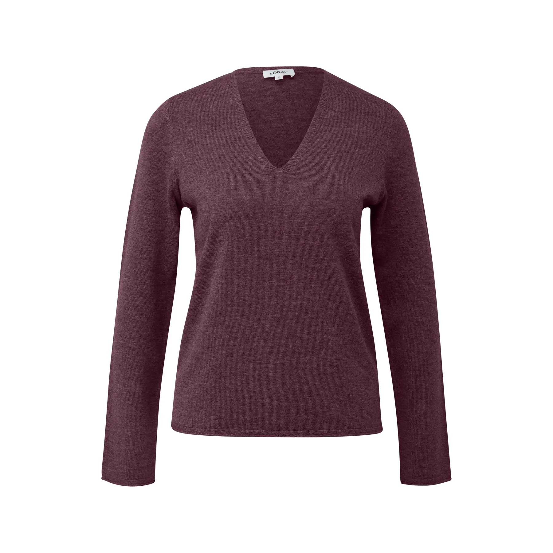 Maglione con scollo a V e orlo arrotolato taglio classico donna