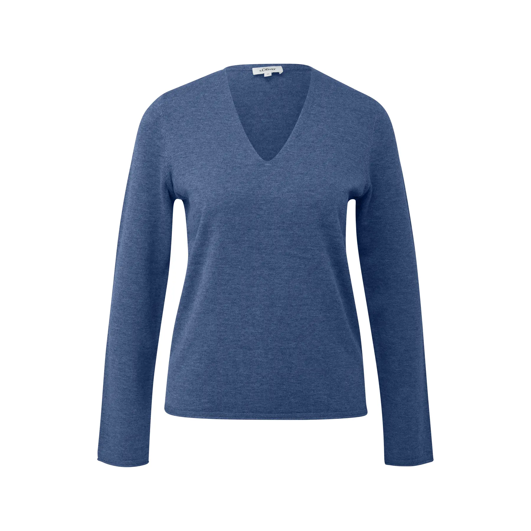 Pull col V a orlo arrotolato taglio classico colore V colore dritto indaco sbiadito donna