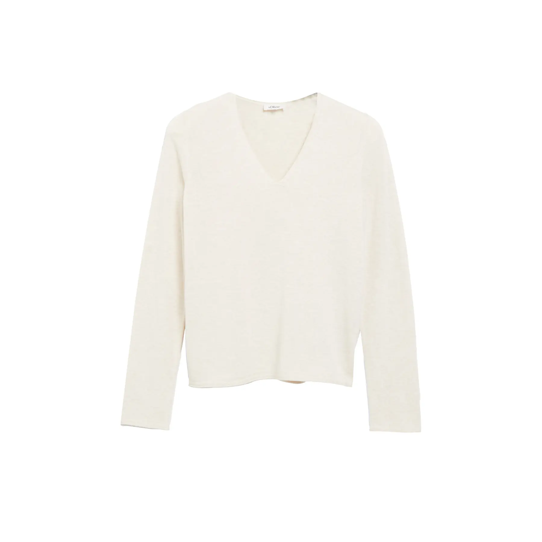 Maglione con scollo a V e orlo arrotolato taglio classico donna