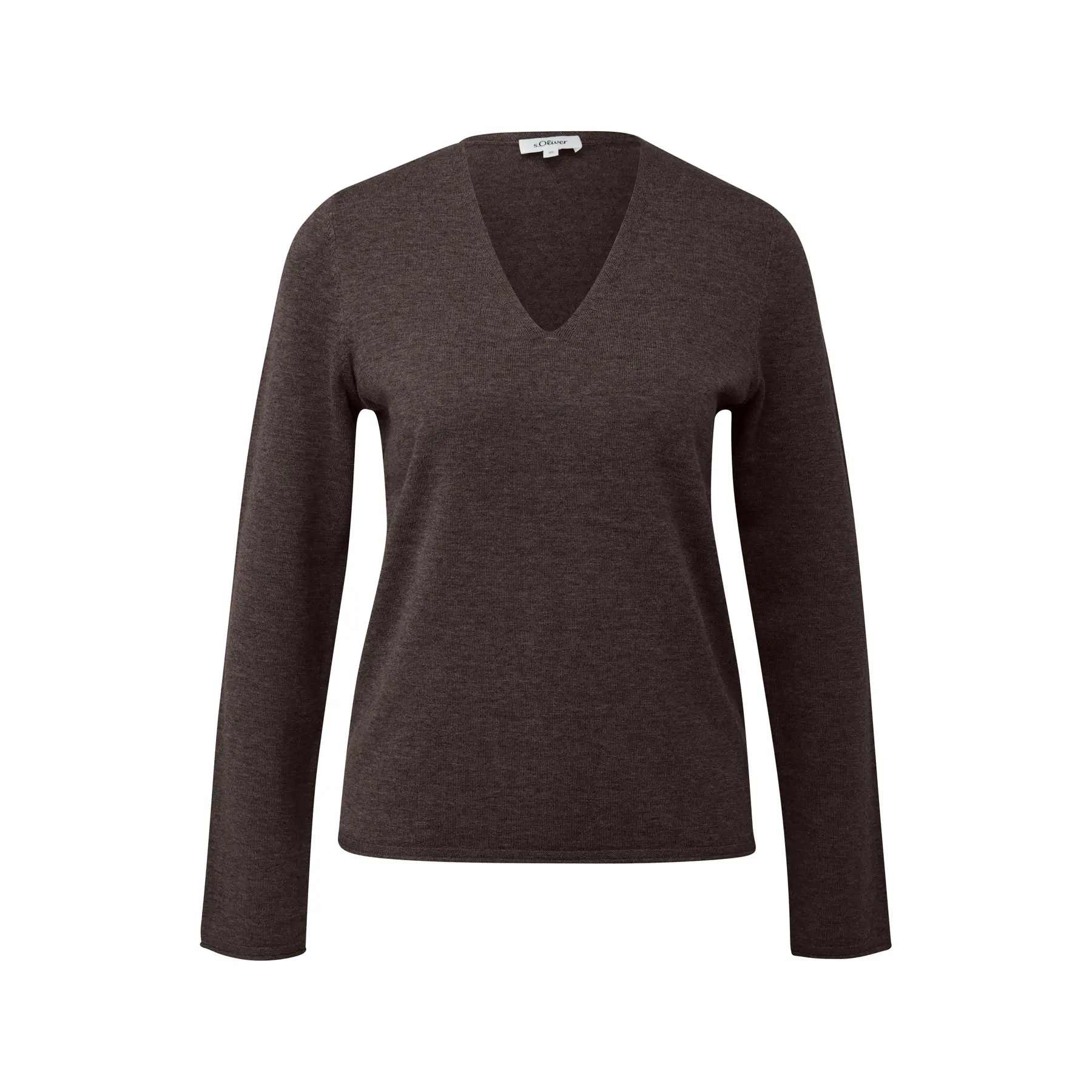 Maglione con scollo a V e orlo arrotolato taglio classico donna