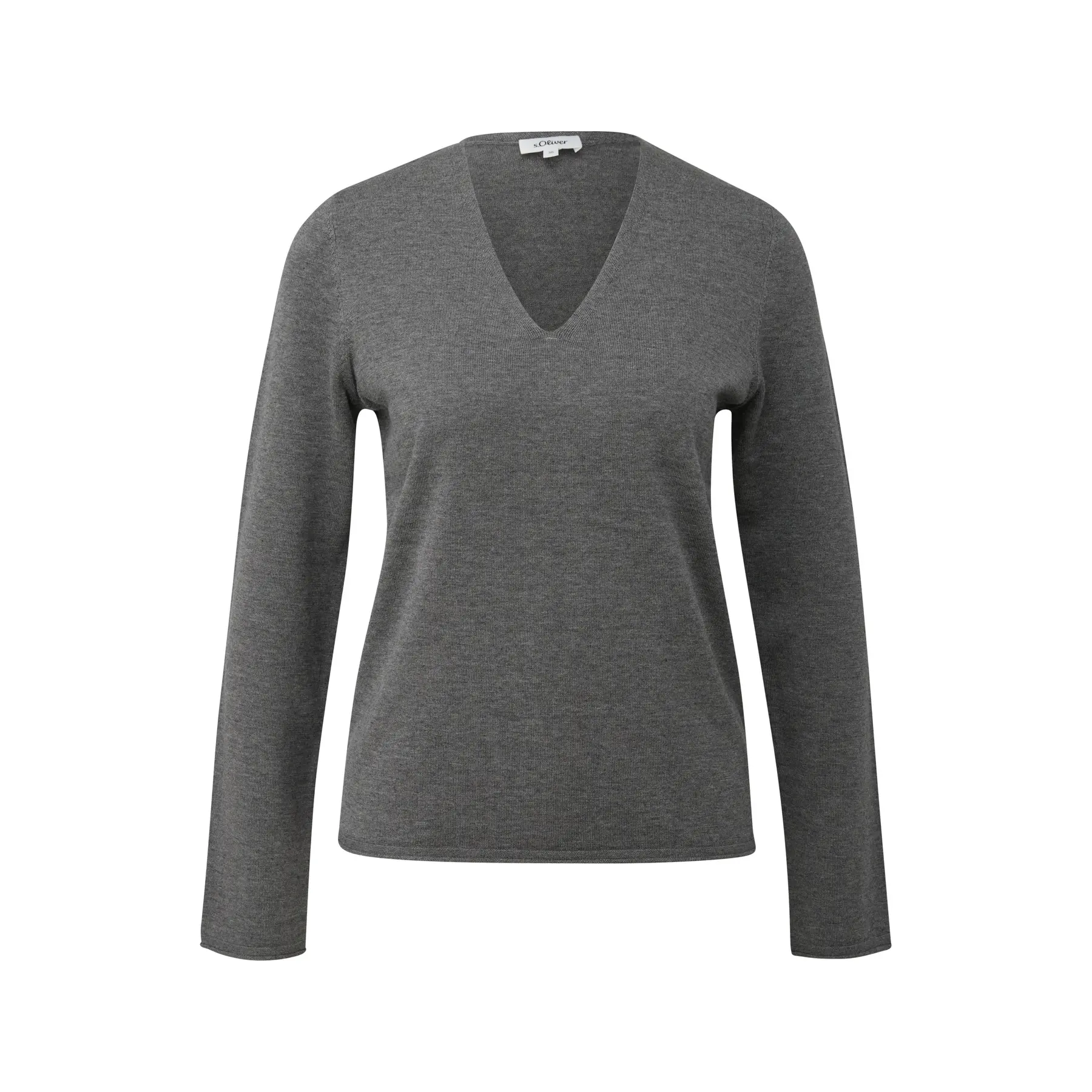 Maglione con scollo a V e orlo arrotolato taglio classico donna