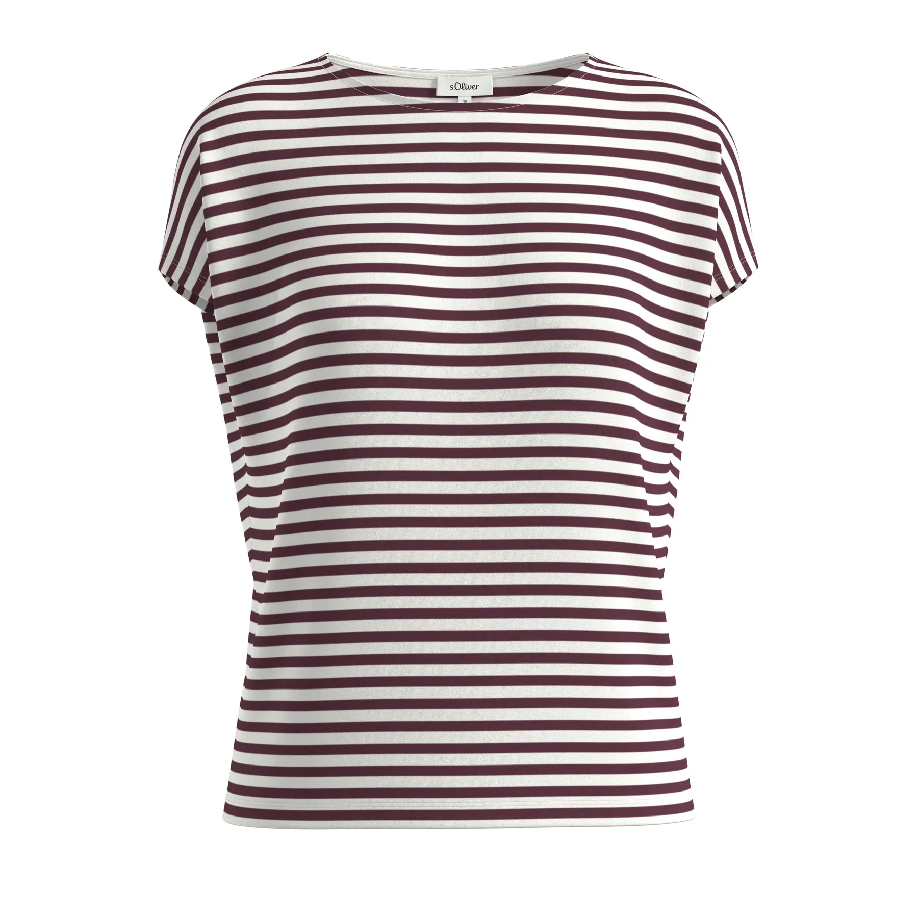 T-shirt a manica corta a righe con spalle scese donna