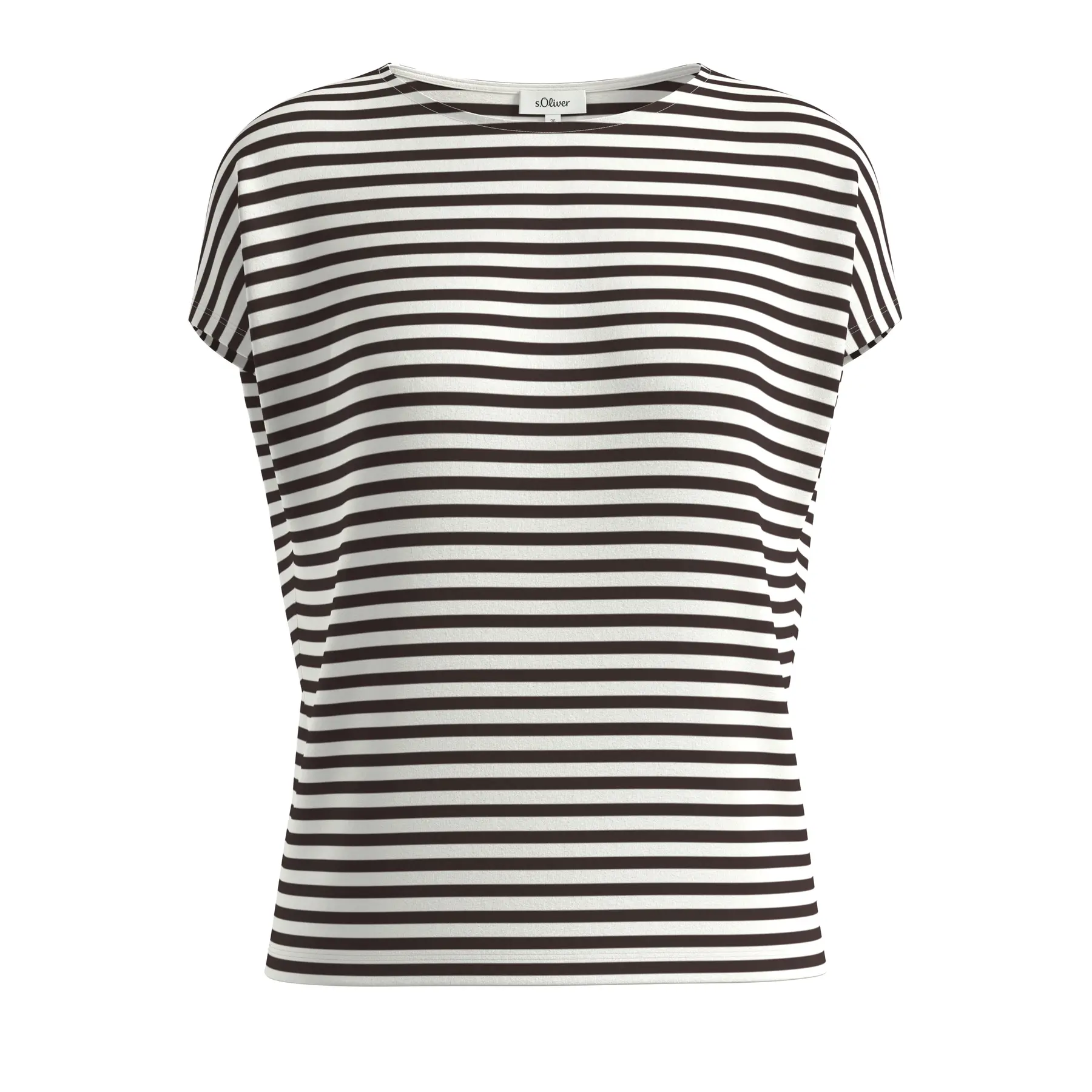 T-shirt a manica corta a righe con spalle scese donna