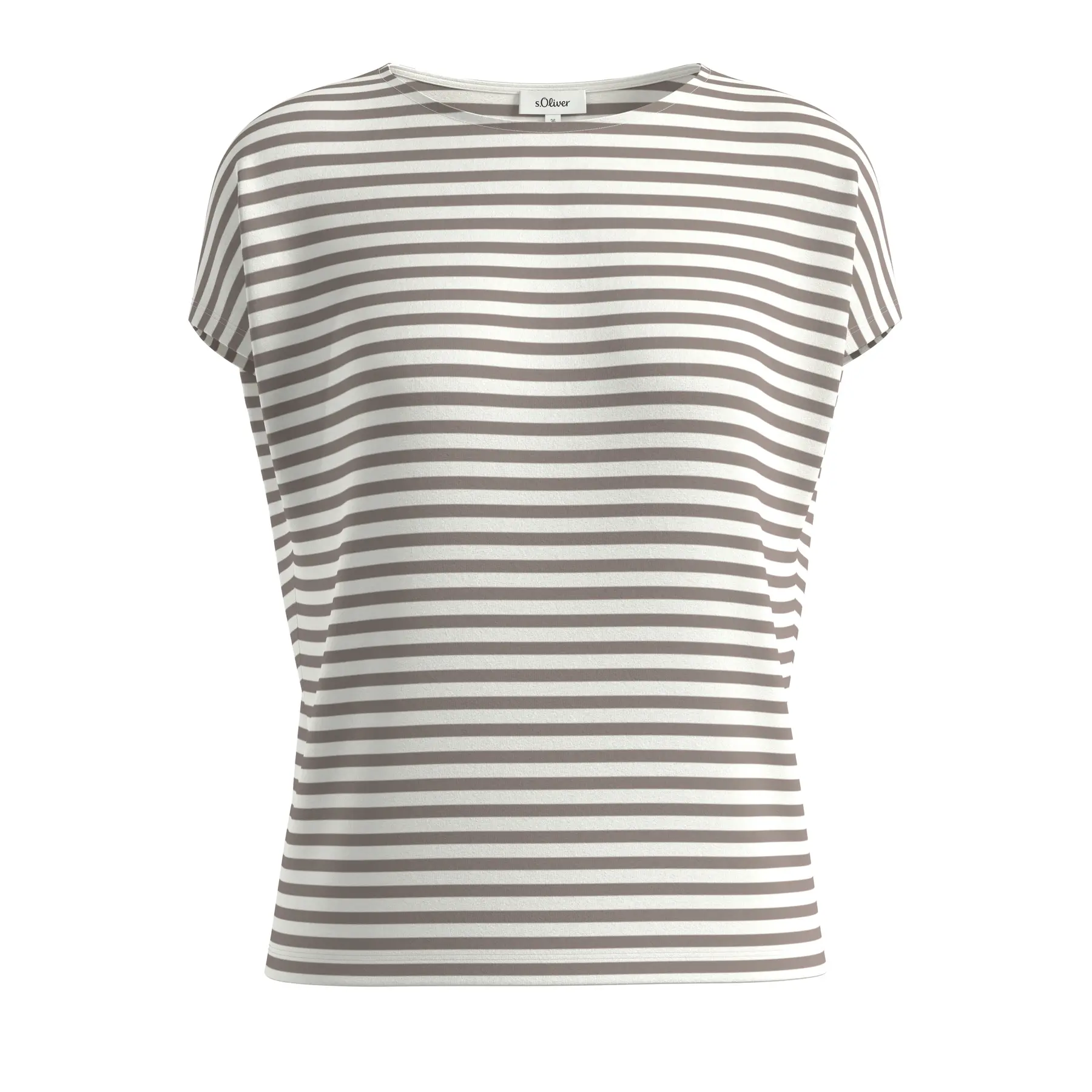 T-shirt a manica corta a righe con spalle scese donna