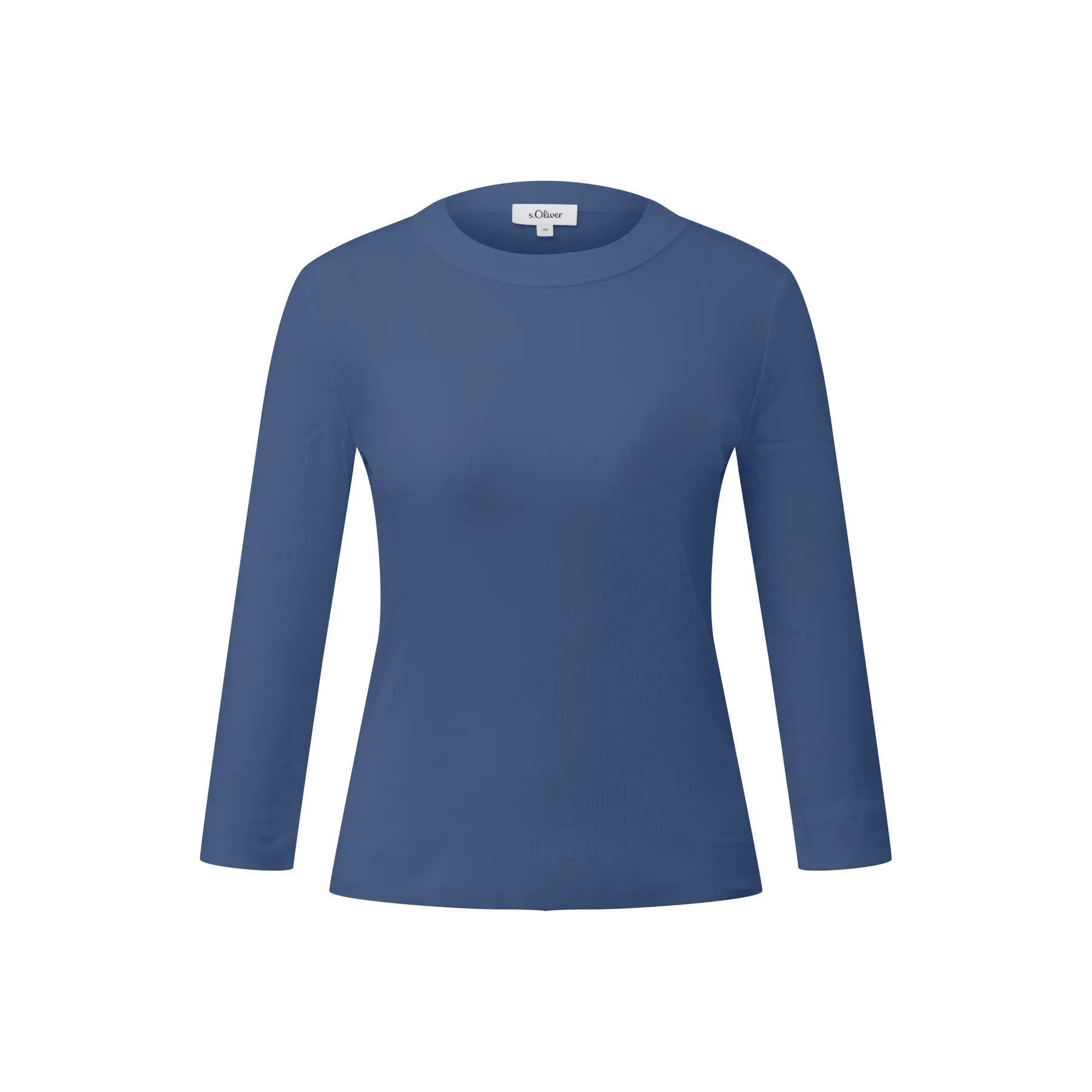 T-shirt slim fit a maniche 3/4 e col rotondo taglio slim indaco lavato donna
