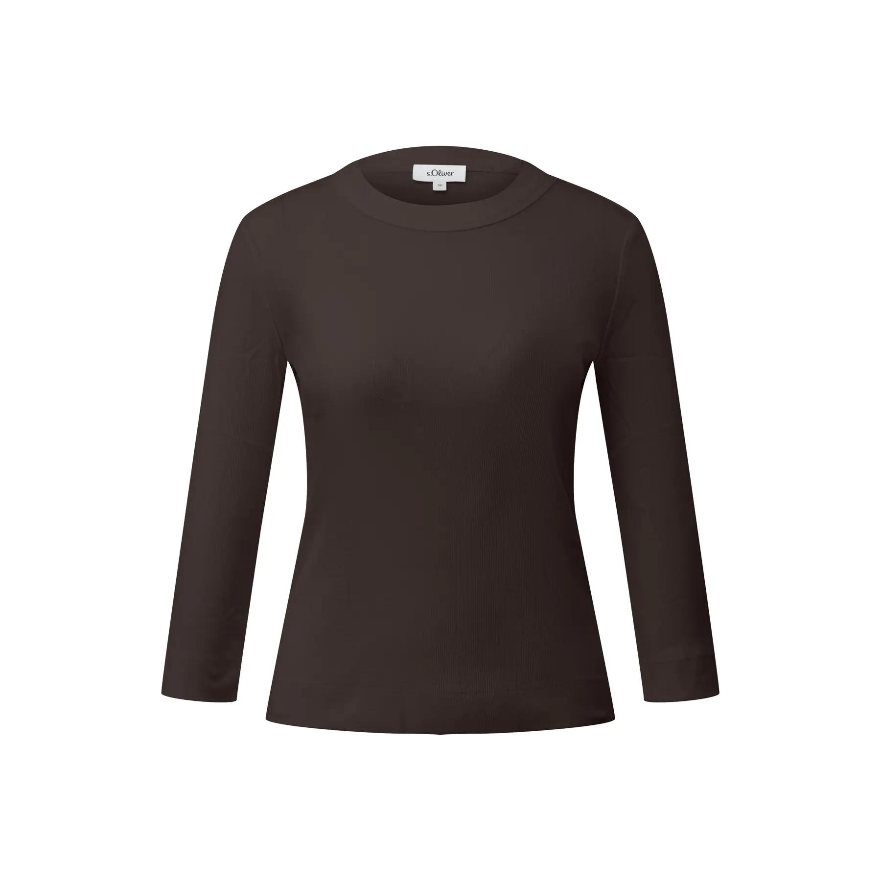 T-shirt slim fit a maniche 3/4 con collo rotondo taglio slim bitter chocolate donna