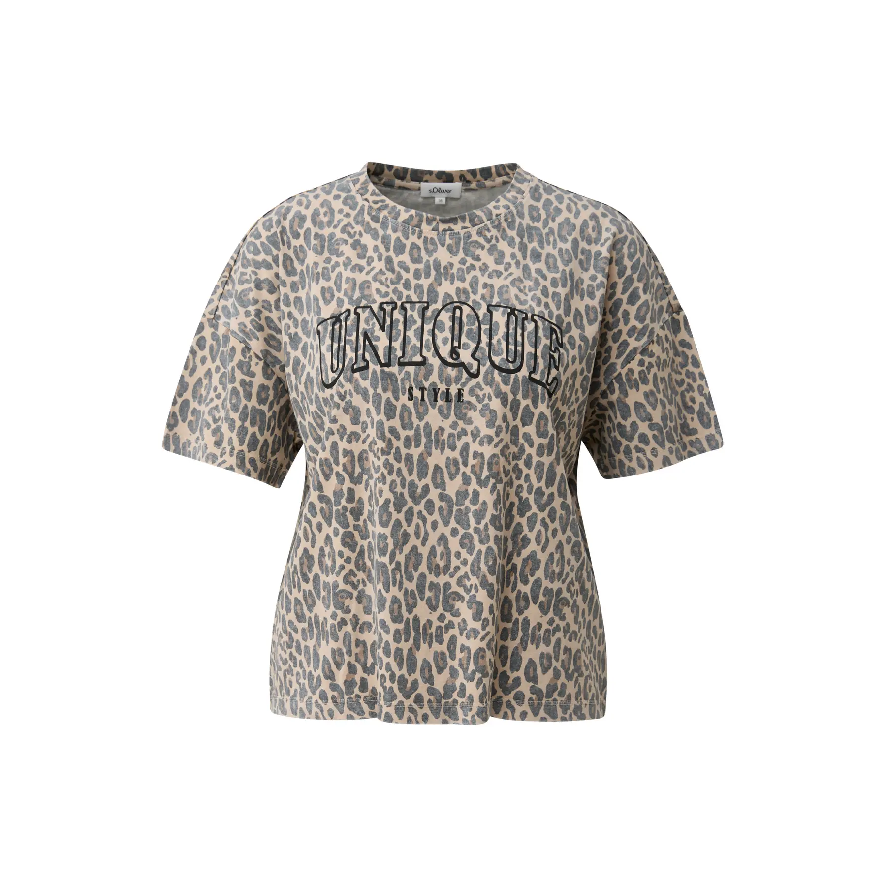 T-shirt con stampa frontale taglio casual collo rotondo vestibilità ampia donna