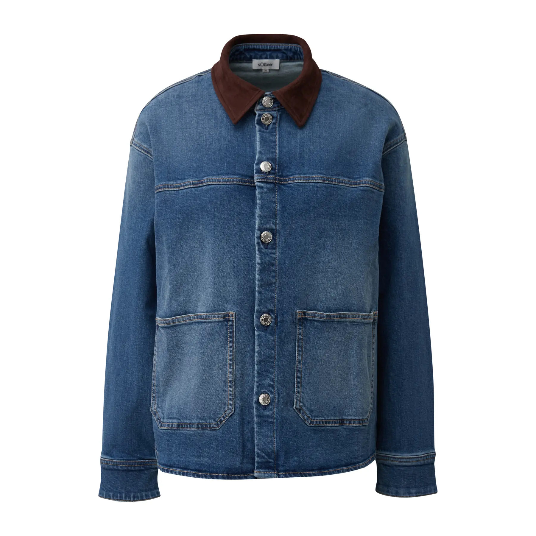 Blusa in denim ampia con tasche applicate donna